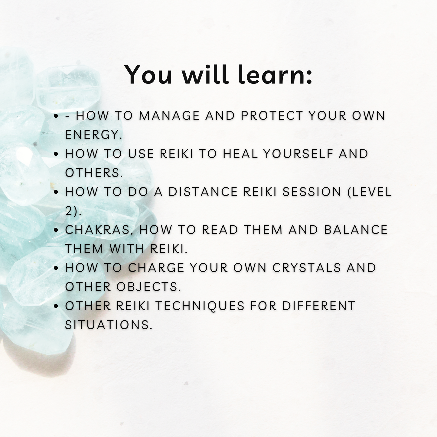 Private Class (one on one and group):  Reiki Level 1 and 2 Certification