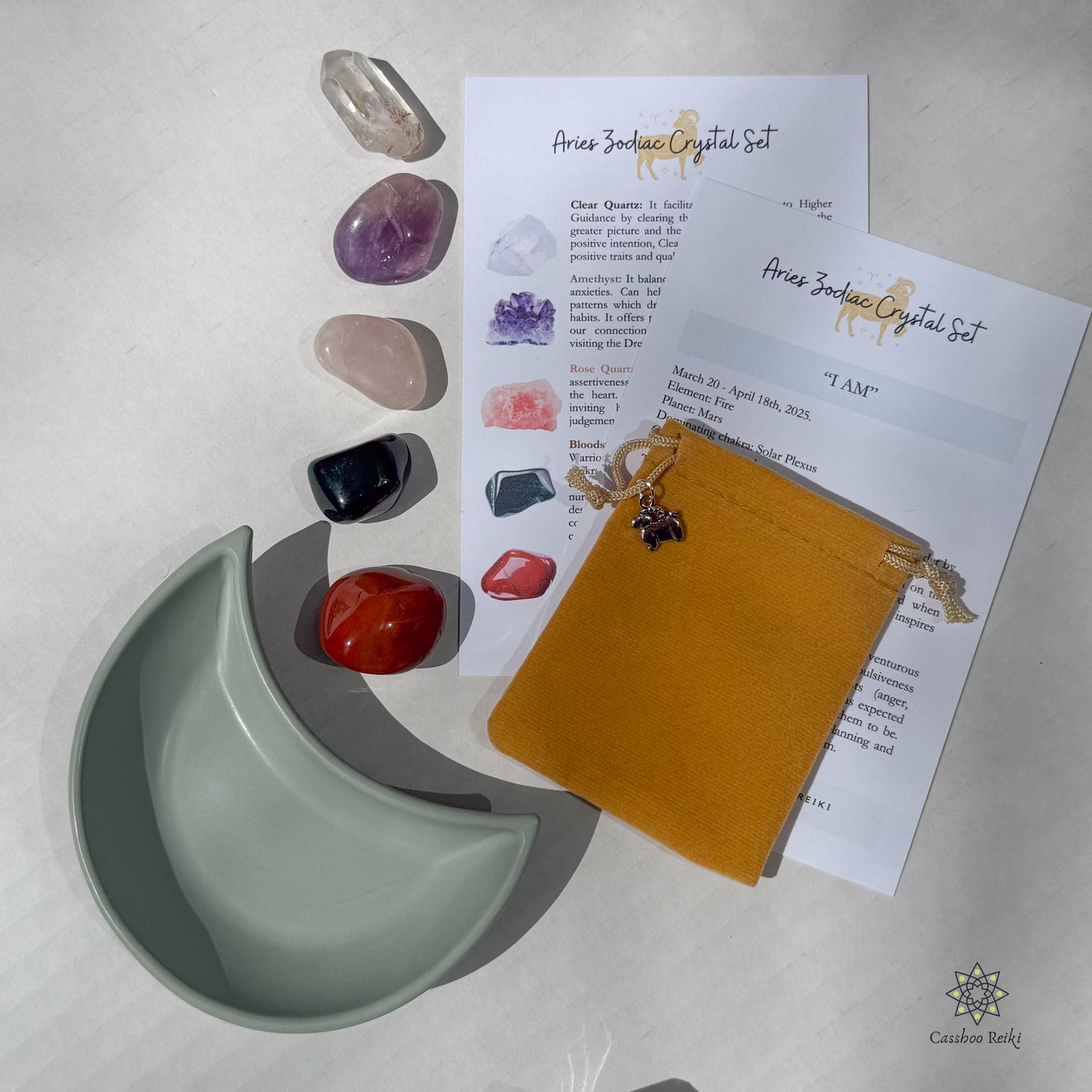 Crystal Set for Aries Zodiac | March-April Birthday Gift | Zodiac Sign Gift