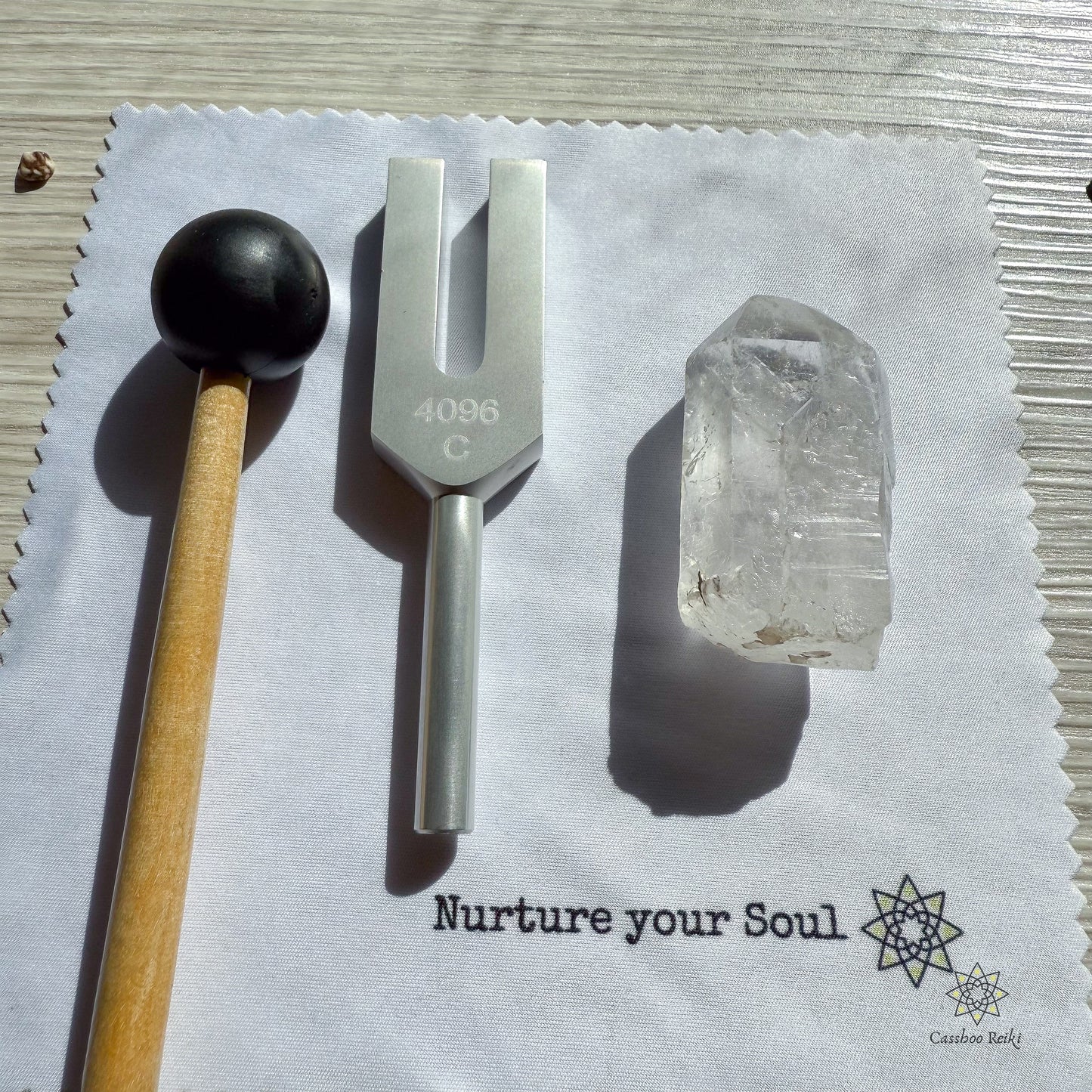 4096 Hz C Tuning Fork and Crystal Set | Crystal Activator | Energy Clearing | Sound Therapy