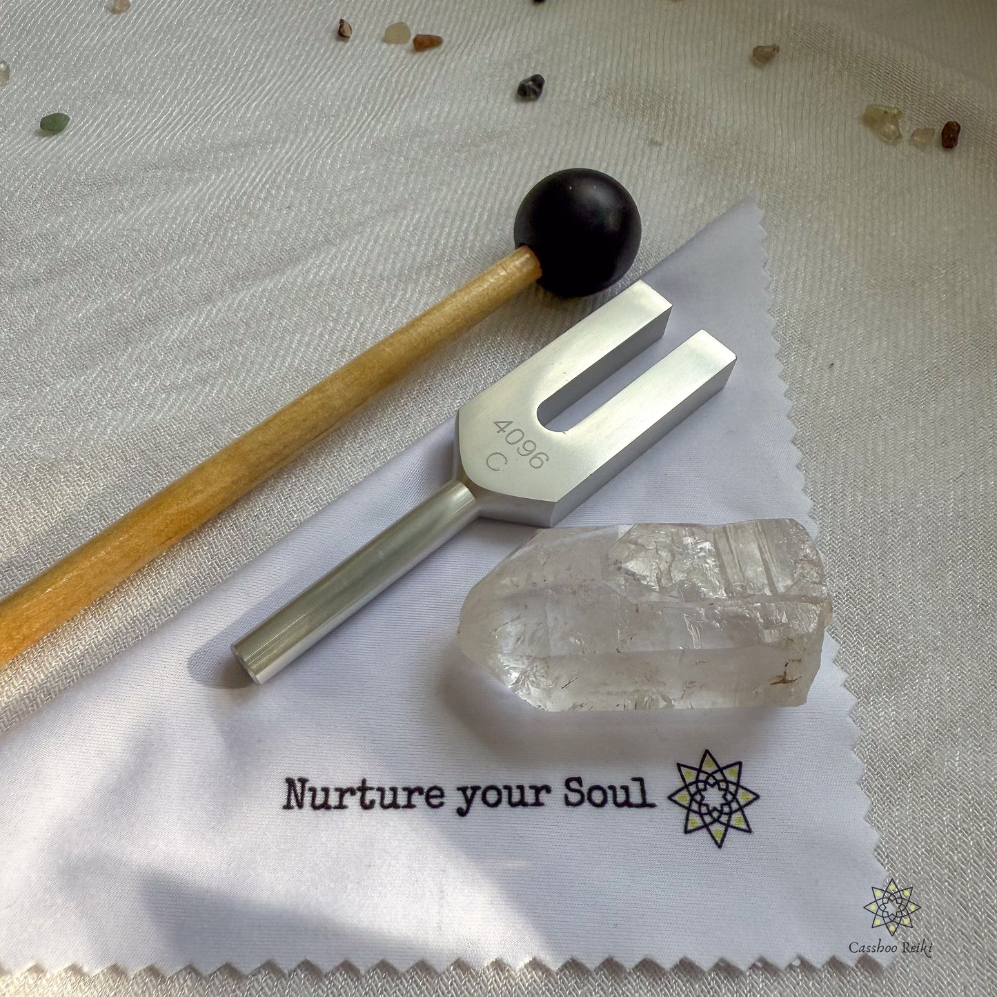 4096 Hz C Tuning Fork and Crystal Set | Crystal Activator | Energy Clearing | Sound Therapy