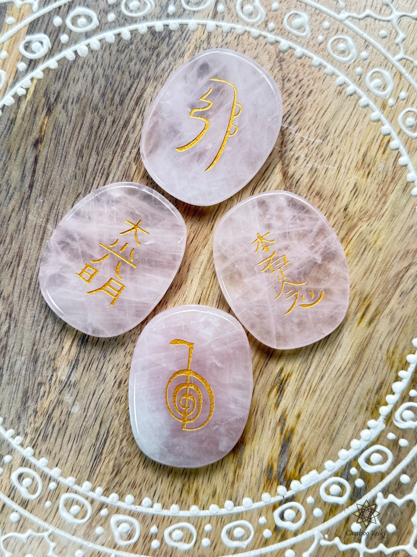 Reiki Symbols in Rose Quartz. Reiki Infused