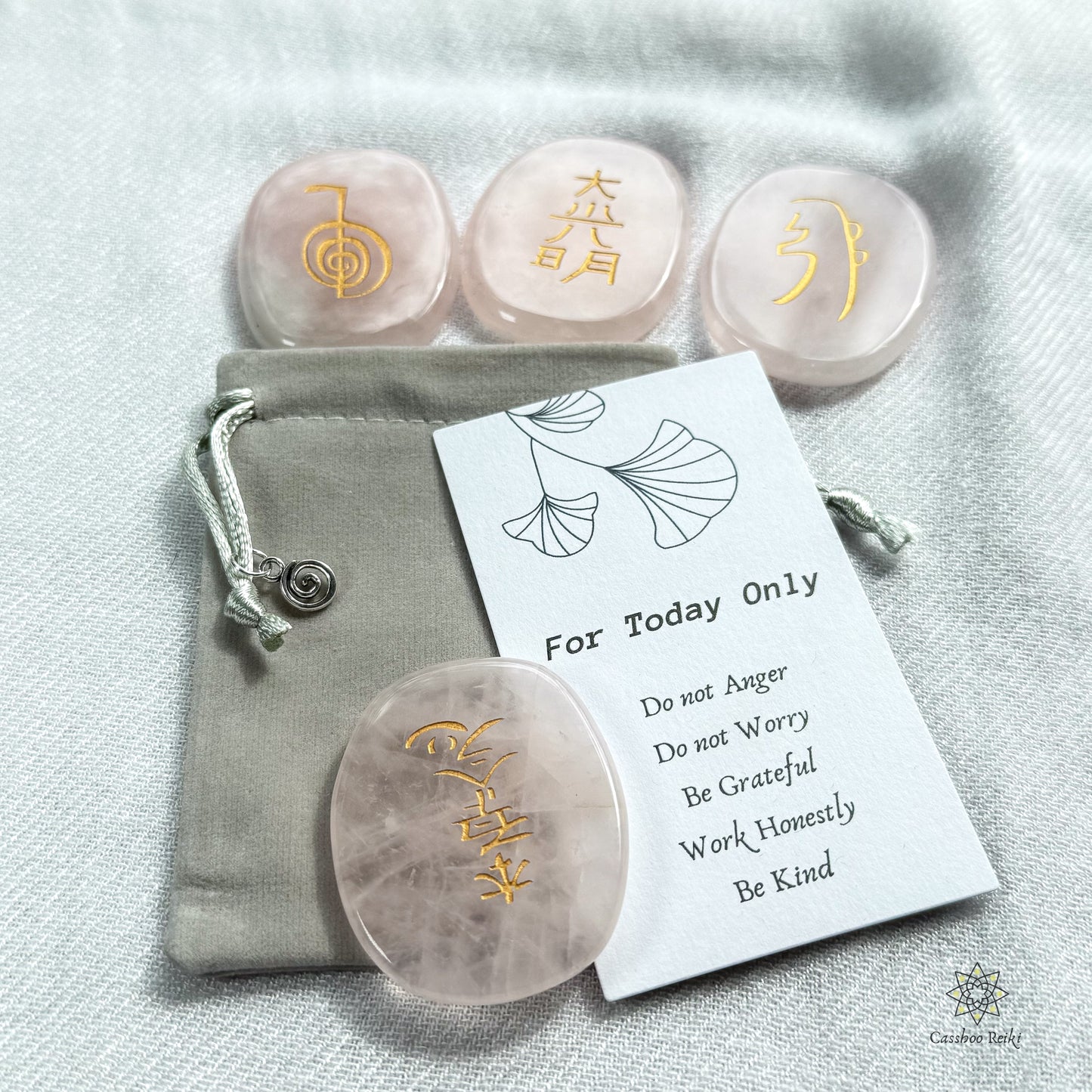 Reiki Symbols in Rose Quartz. Reiki Infused