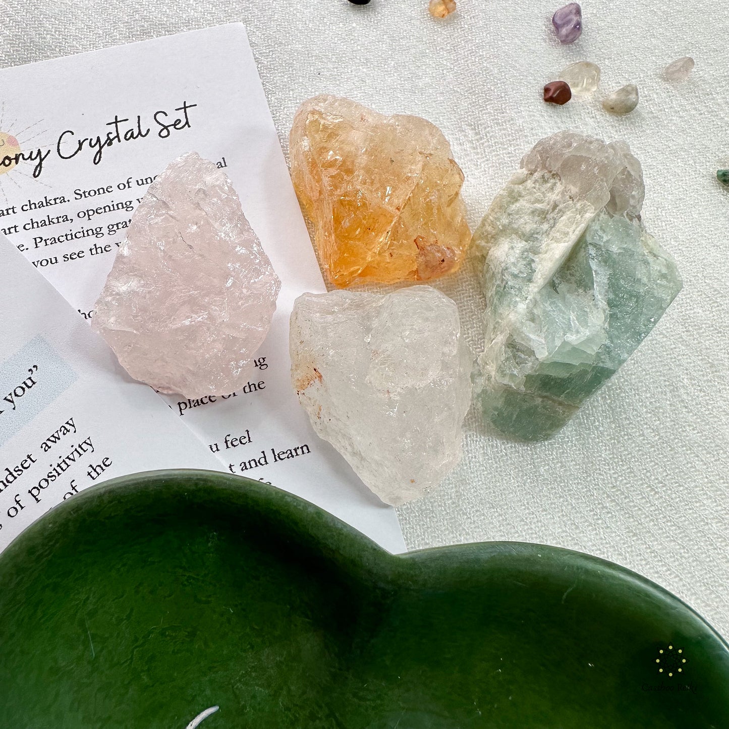 Crystal Set for Gratitude and Harmony with Dish and Smudge Bundle | Crystals for Thanksgiving | Holiday Crystal Gift