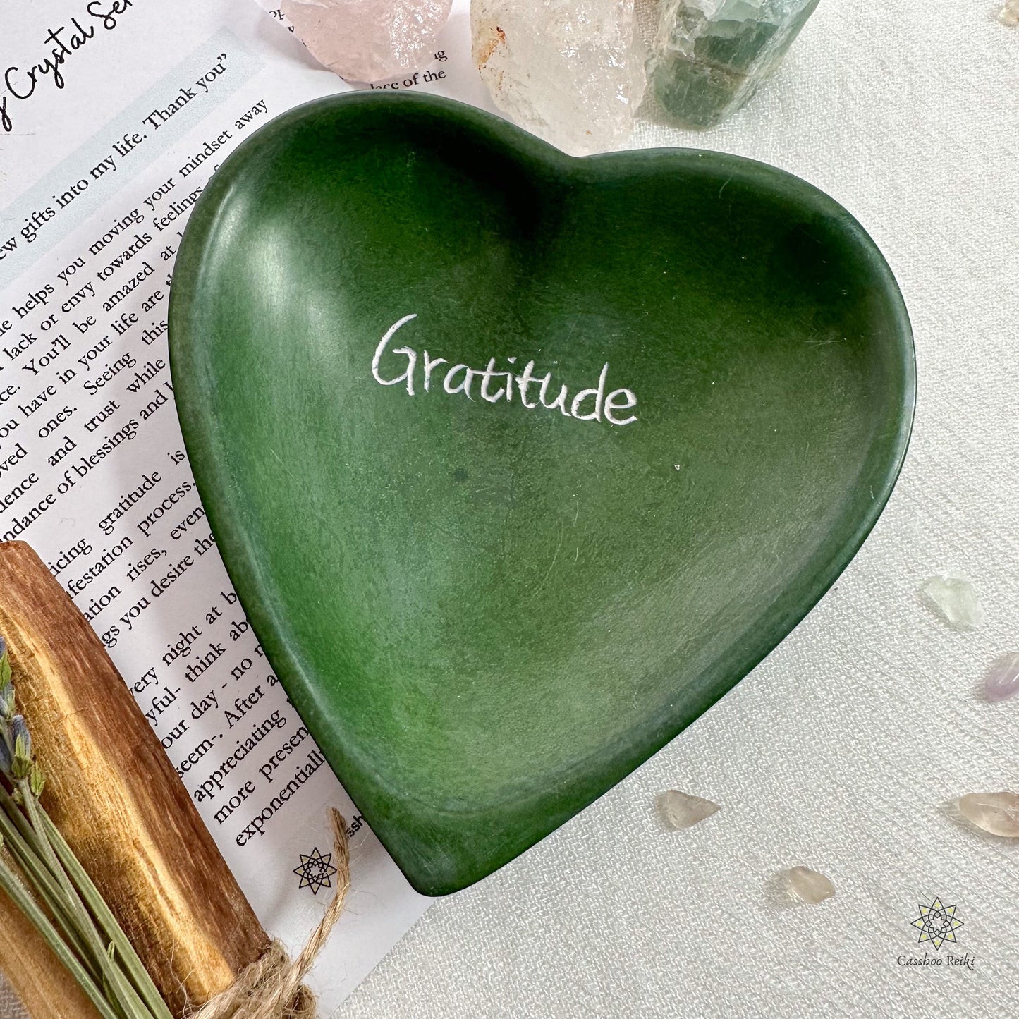 Crystal Set for Gratitude and Harmony with Dish and Smudge Bundle | Crystals for Thanksgiving | Holiday Crystal Gift