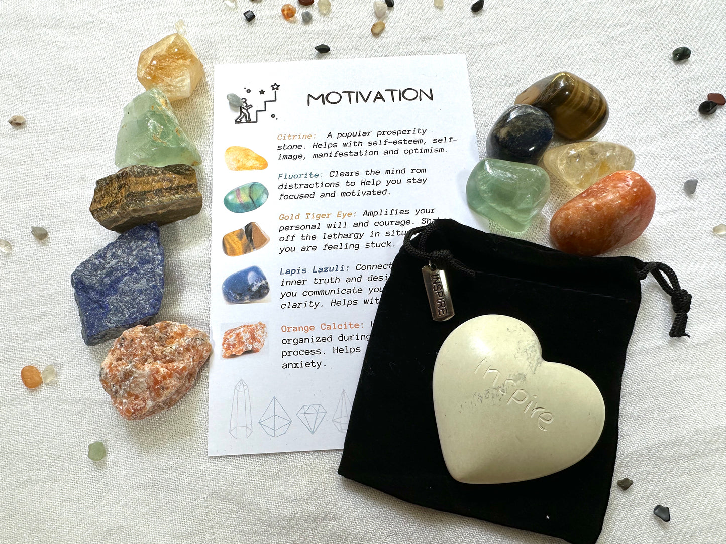 Motivation Crystal Set and Palm Stone