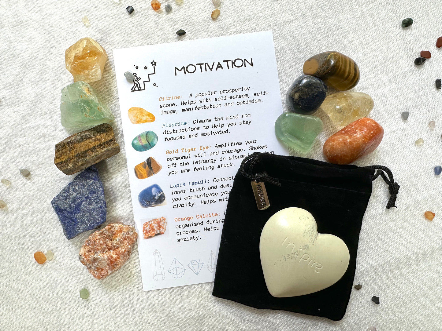 Motivation Crystal Set and Palm Stone