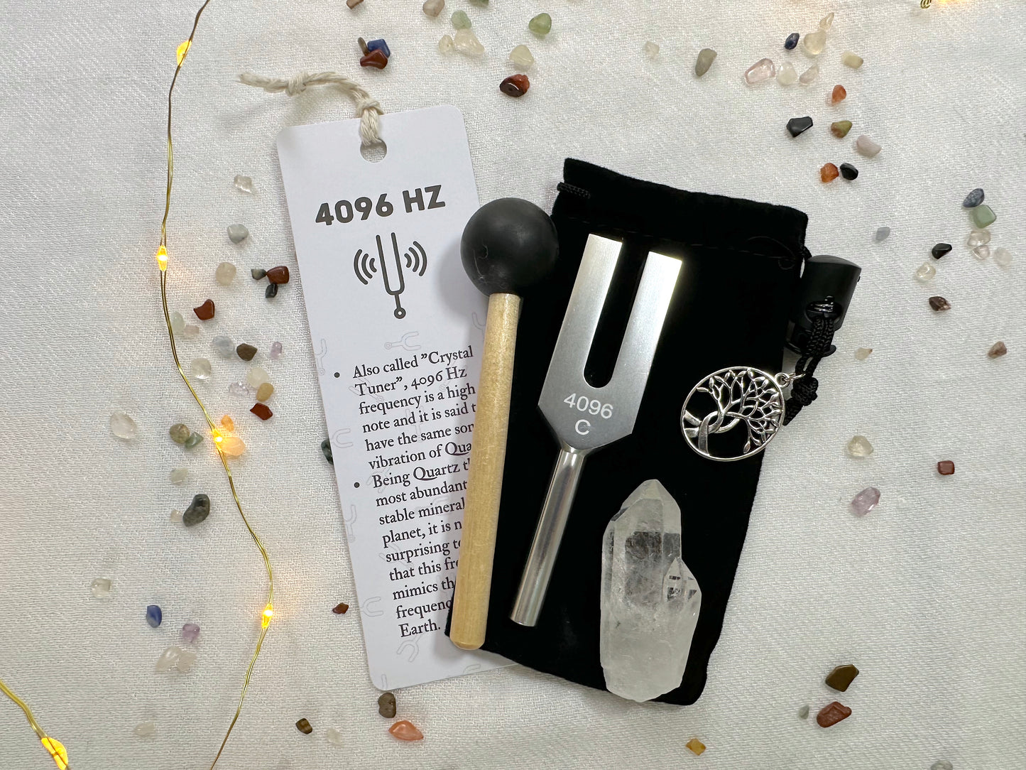 4096 Hz C Tuning Fork and Crystal Set | Crystal Activator | Energy Clearing | Sound Therapy