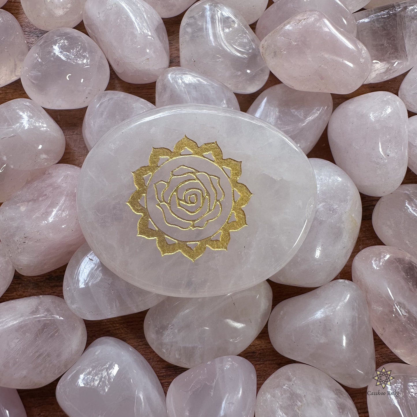 Sacred Rose Palm Stone in Rose Quartz | Engraved Gemstone Palm Stone | Heart Chakra Stone | Mother's Day gift