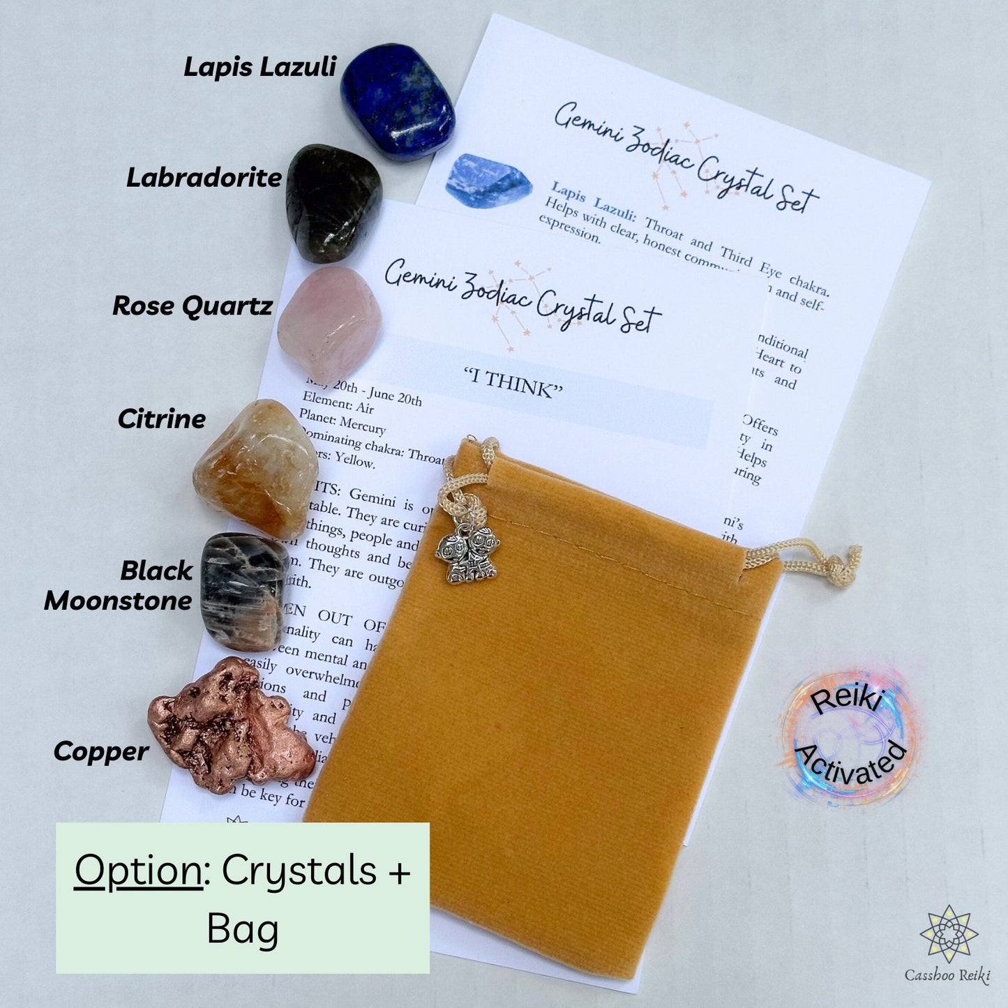 6 Crystal Set for Gemini Zodiac | May - June Birthday Gift | Zodiac Sign Gift