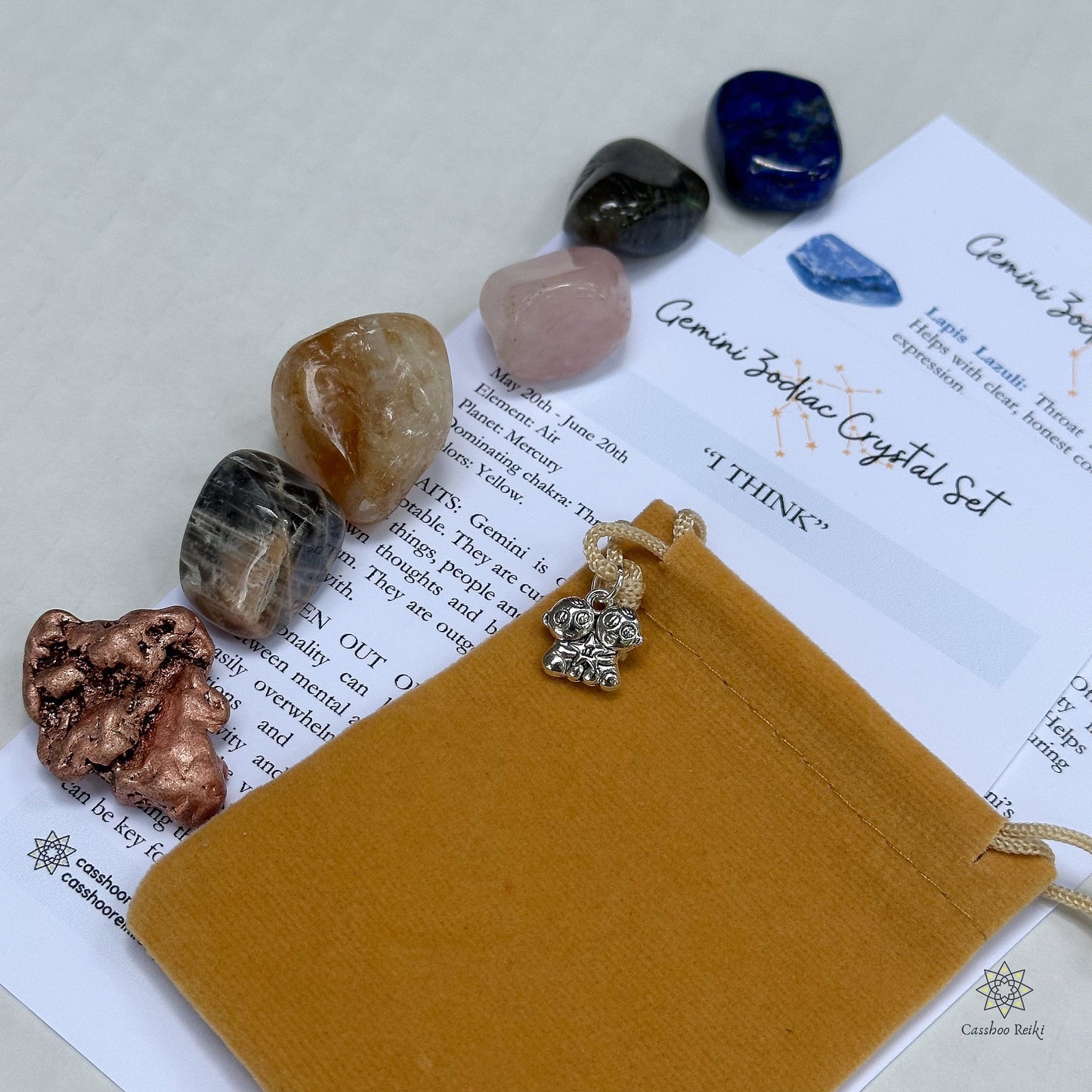 6 Crystal Set for 2024 Gemini Zodiac | May - June 2024 Birthday Gift | Zodiac Sign Gift