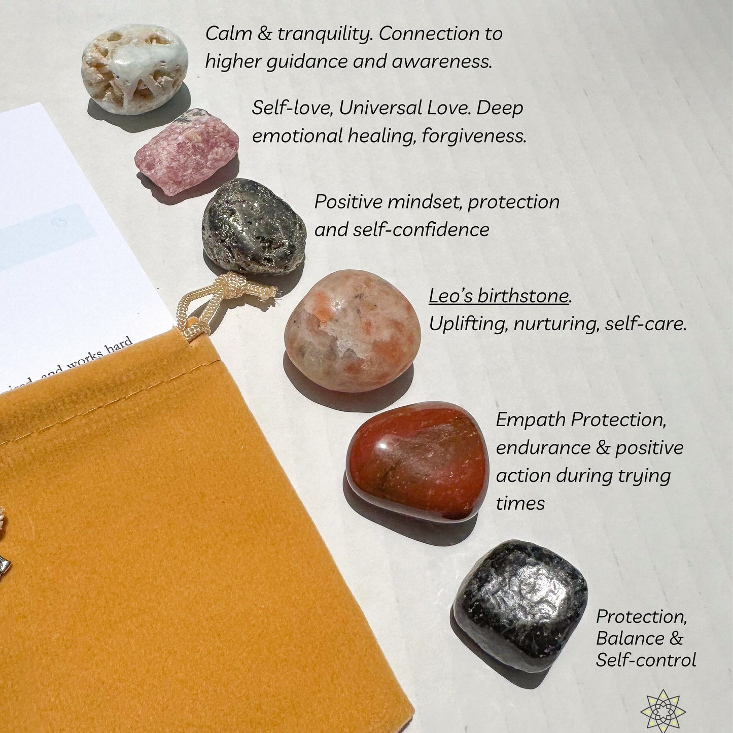 6-Crystal Set for Leo Zodiac | July - August Birthday Gift | Zodiac Birthday Gift