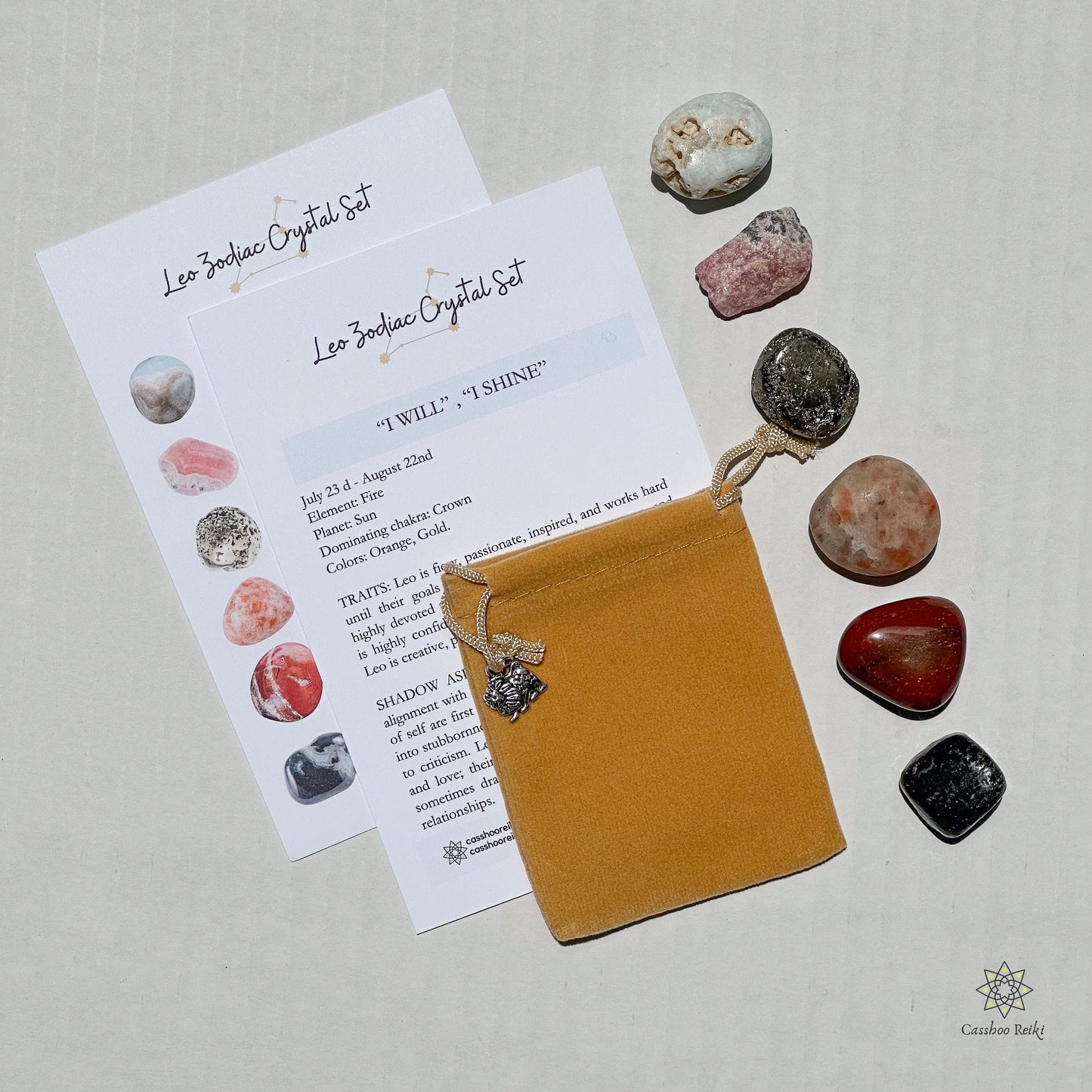 6-Crystal Set for Leo Zodiac | July - August Birthday Gift | Zodiac Birthday Gift