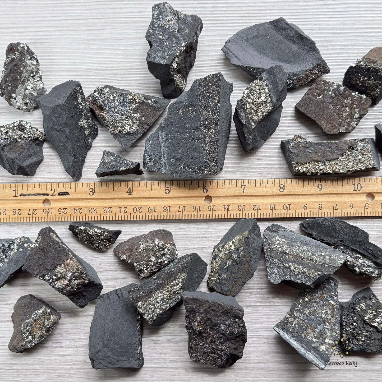 Rough Shungite with Pyrite. Crystal for Purification, Protection, and Prosperity