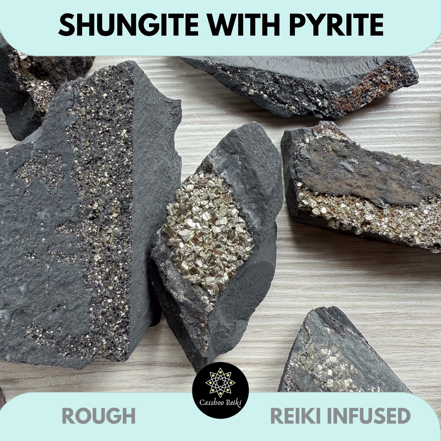 Rough Shungite with Pyrite. Crystal for Purification, Protection, and Prosperity