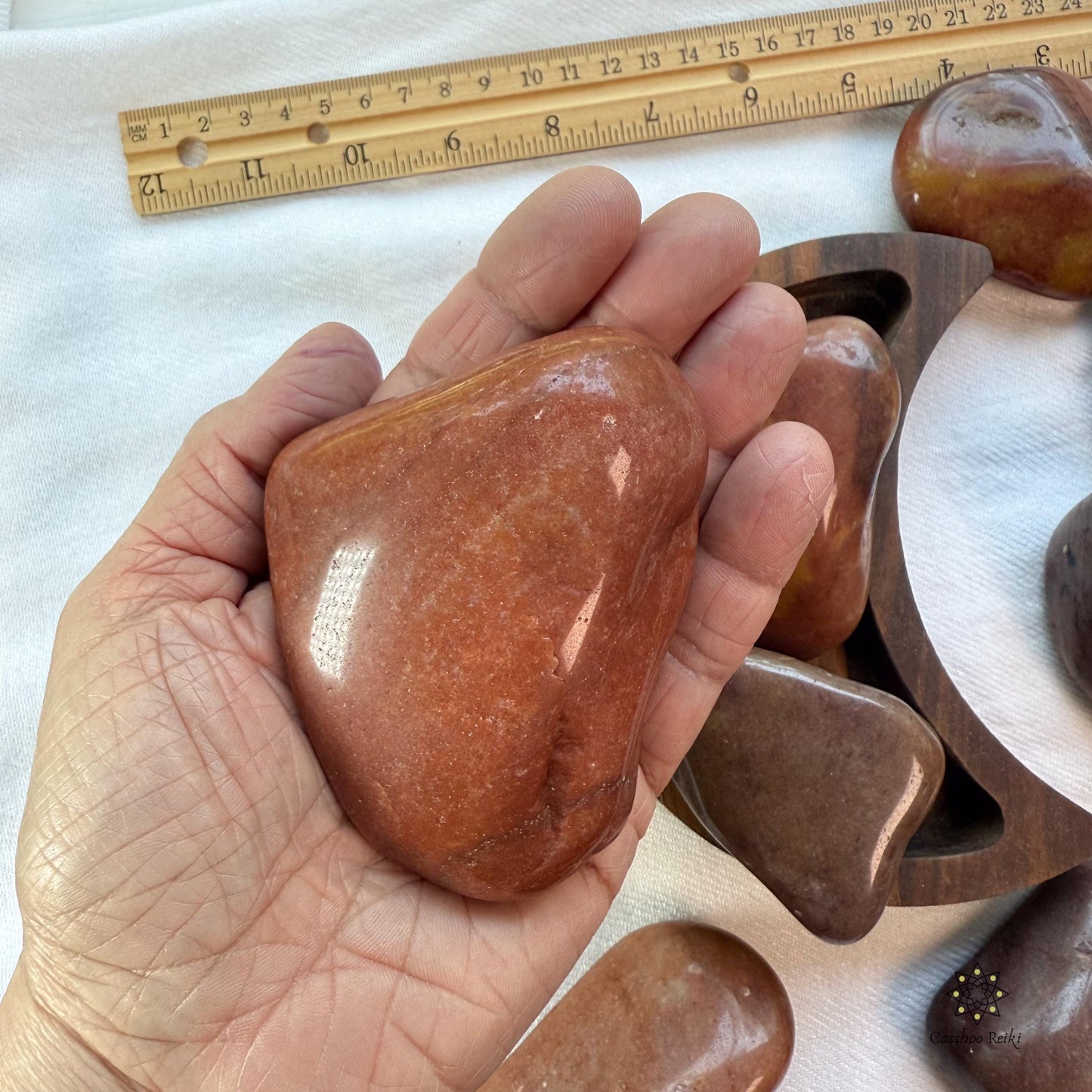 Tumbled Jumbo Red-Orange Aventurine | Red Aventurine Palm Stone | Sacral Chakra Stone | Stone for Emotional Balance, Harmony and Motivation