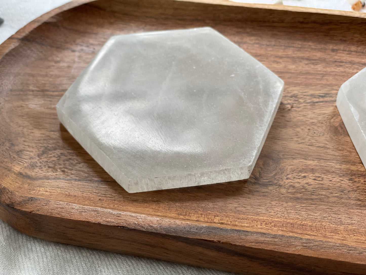 Hexagonal Selenite Plate | Crystal Charging and Cleansing Station