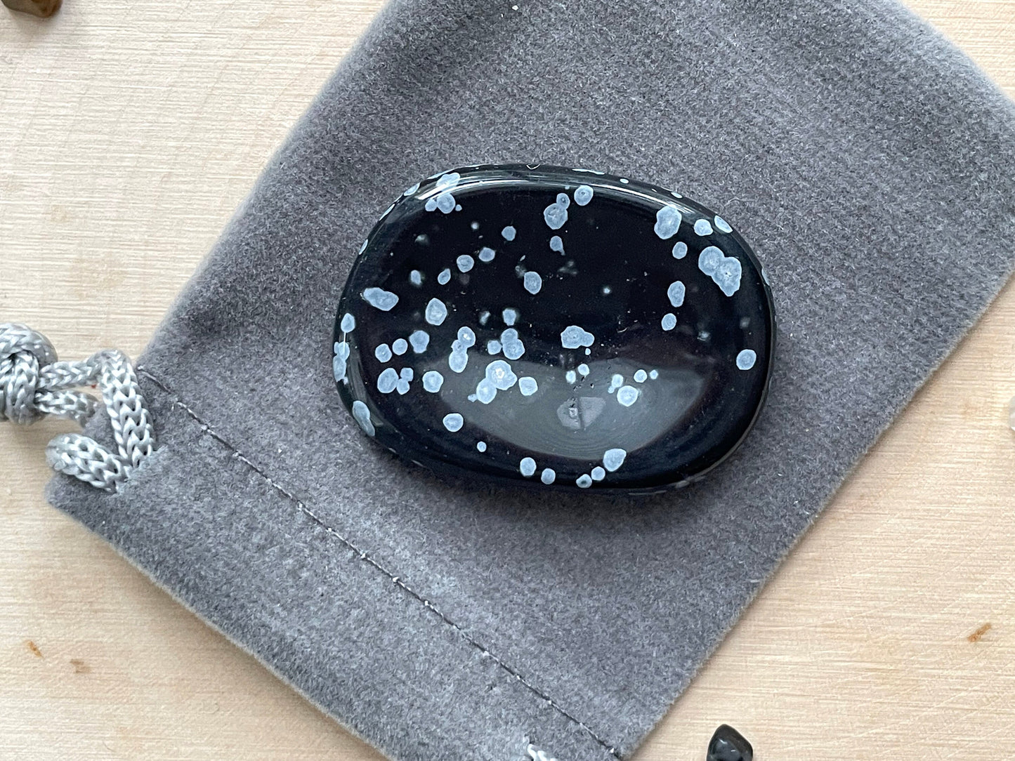 Worry Stone. Snowflake Obsidian | Crystal for Protection and Negative Thinking
