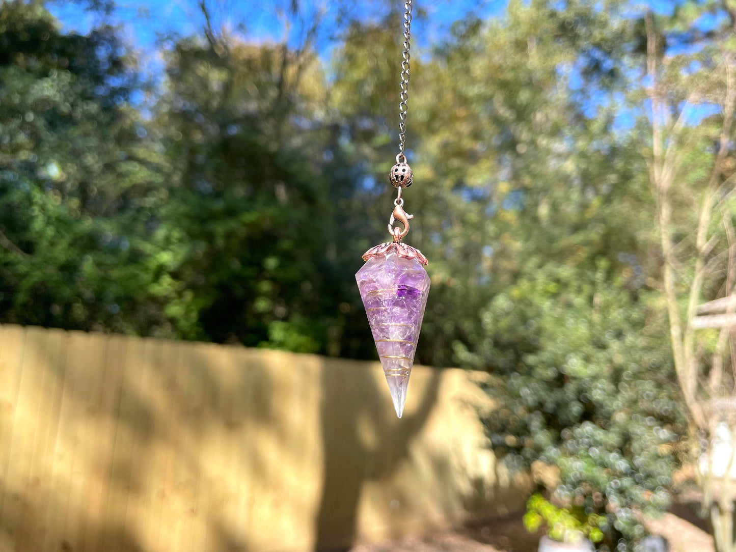 Orgone Amethyst Copper Pendulum