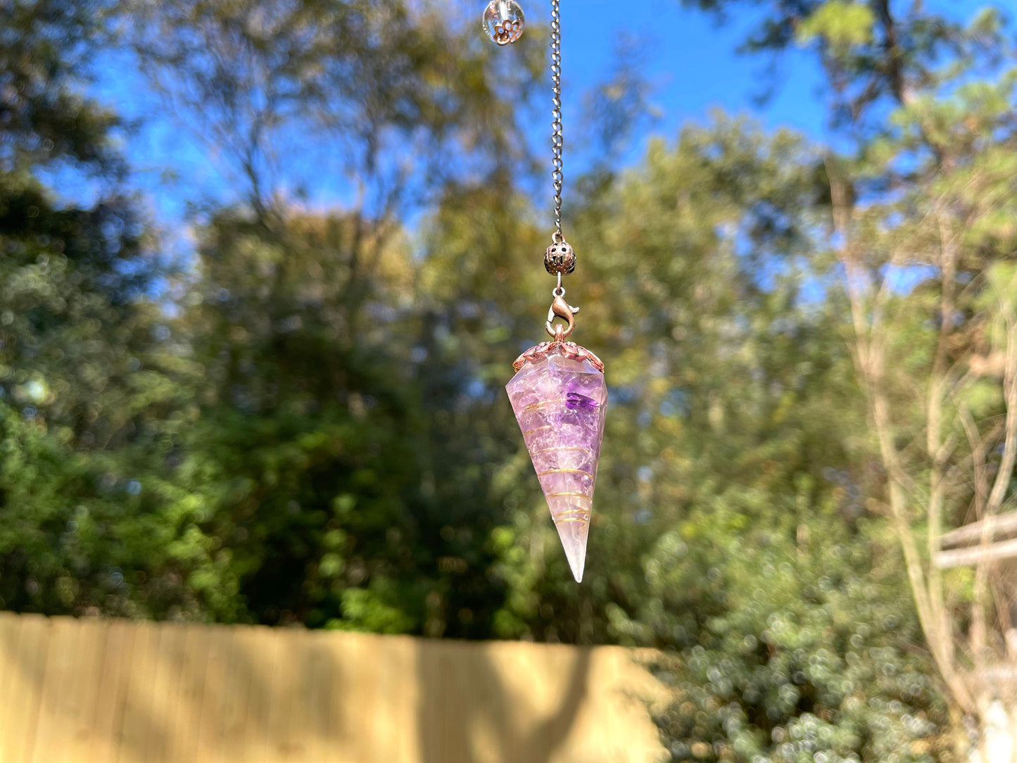 Orgone Amethyst Copper Pendulum