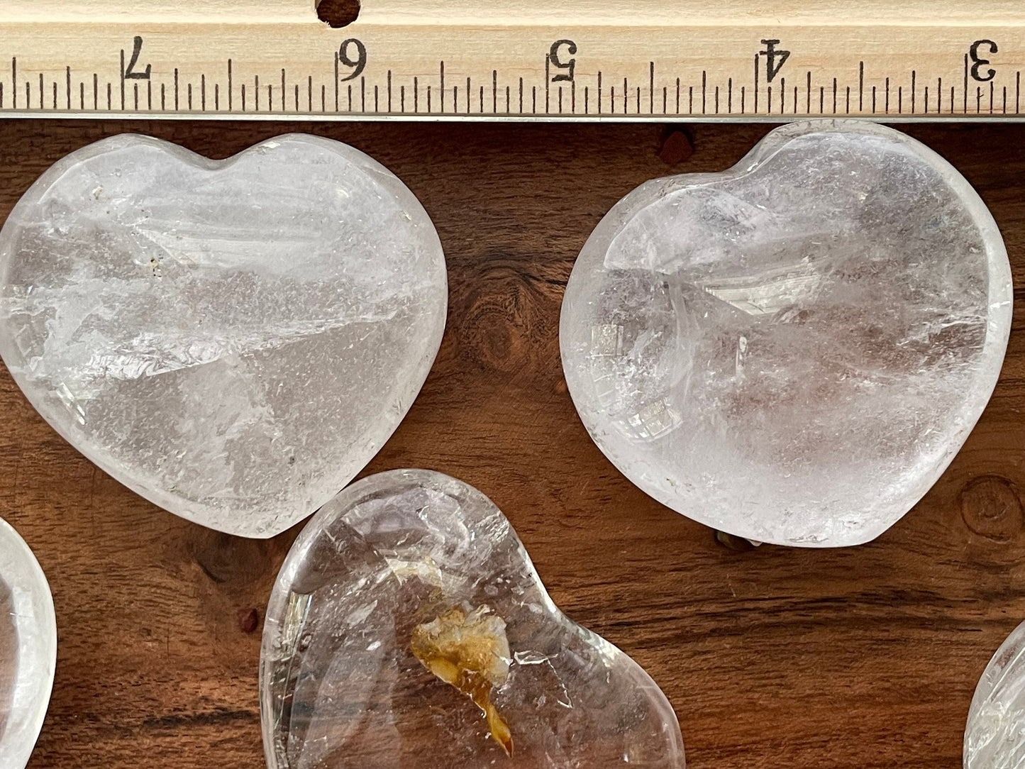 Natural Clear Quartz Heart Palm Stone and Quartz points for Gridding | Crystal Carved Heart