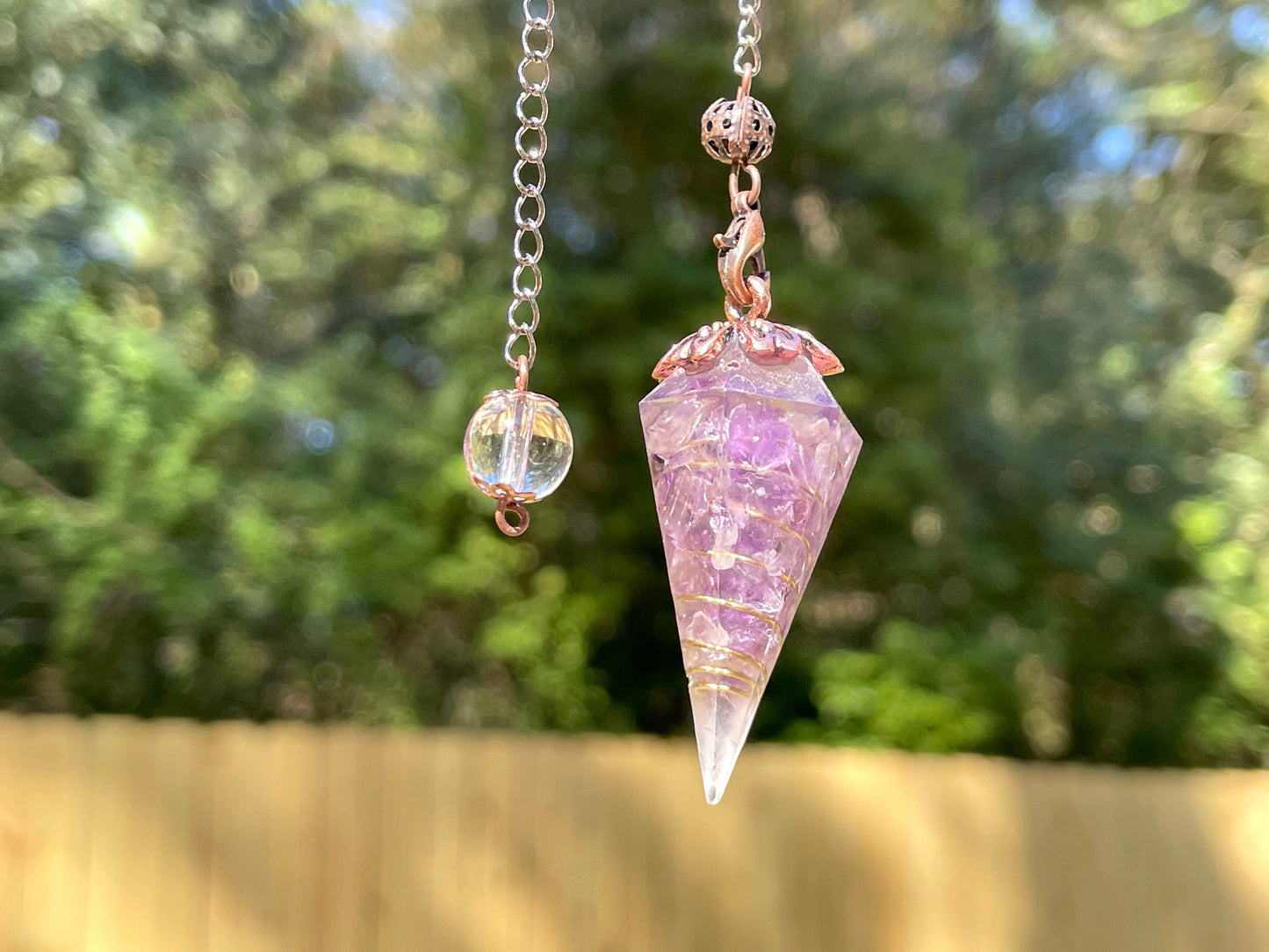 Orgone Amethyst Copper Pendulum