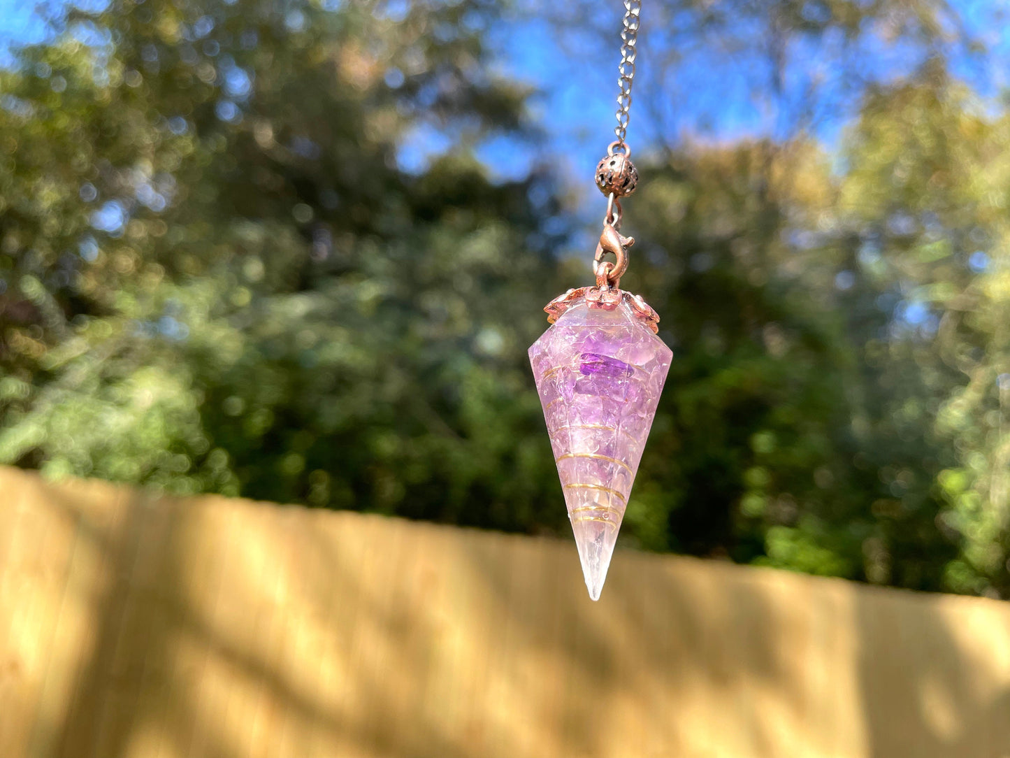 Orgone Amethyst Copper Pendulum