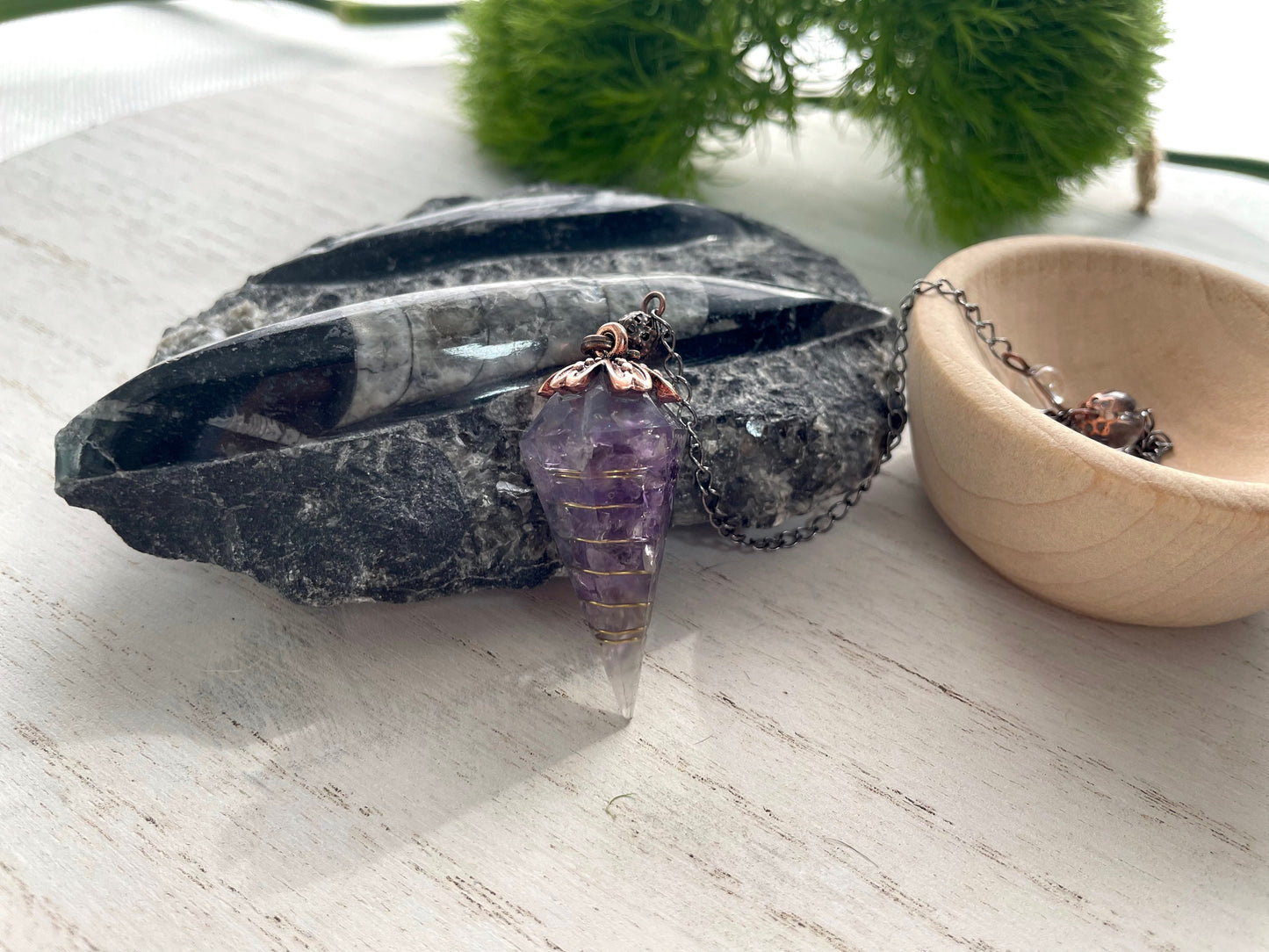 Orgone Amethyst Copper Pendulum