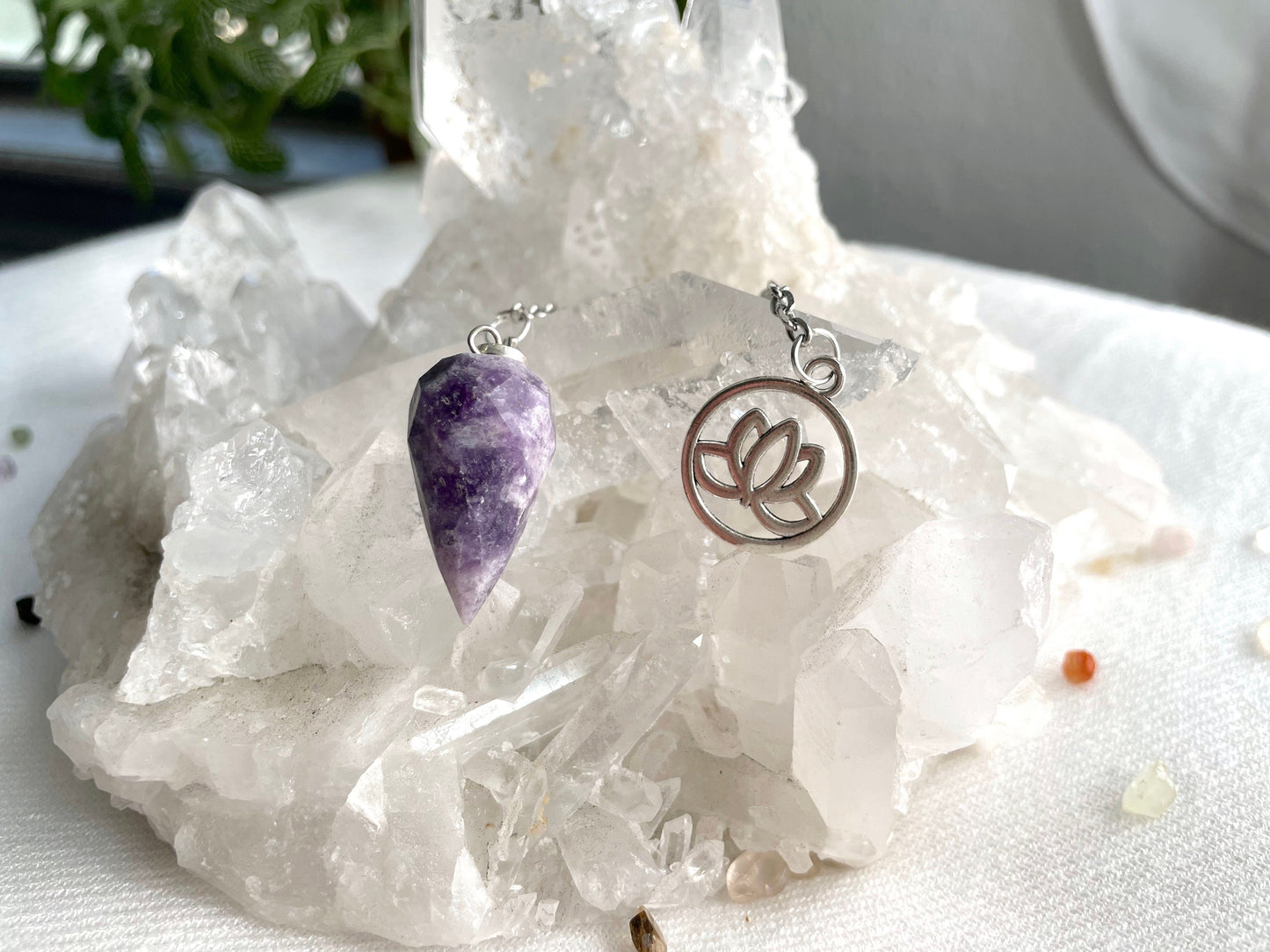Lepidolite Pendulum. Multifaceted