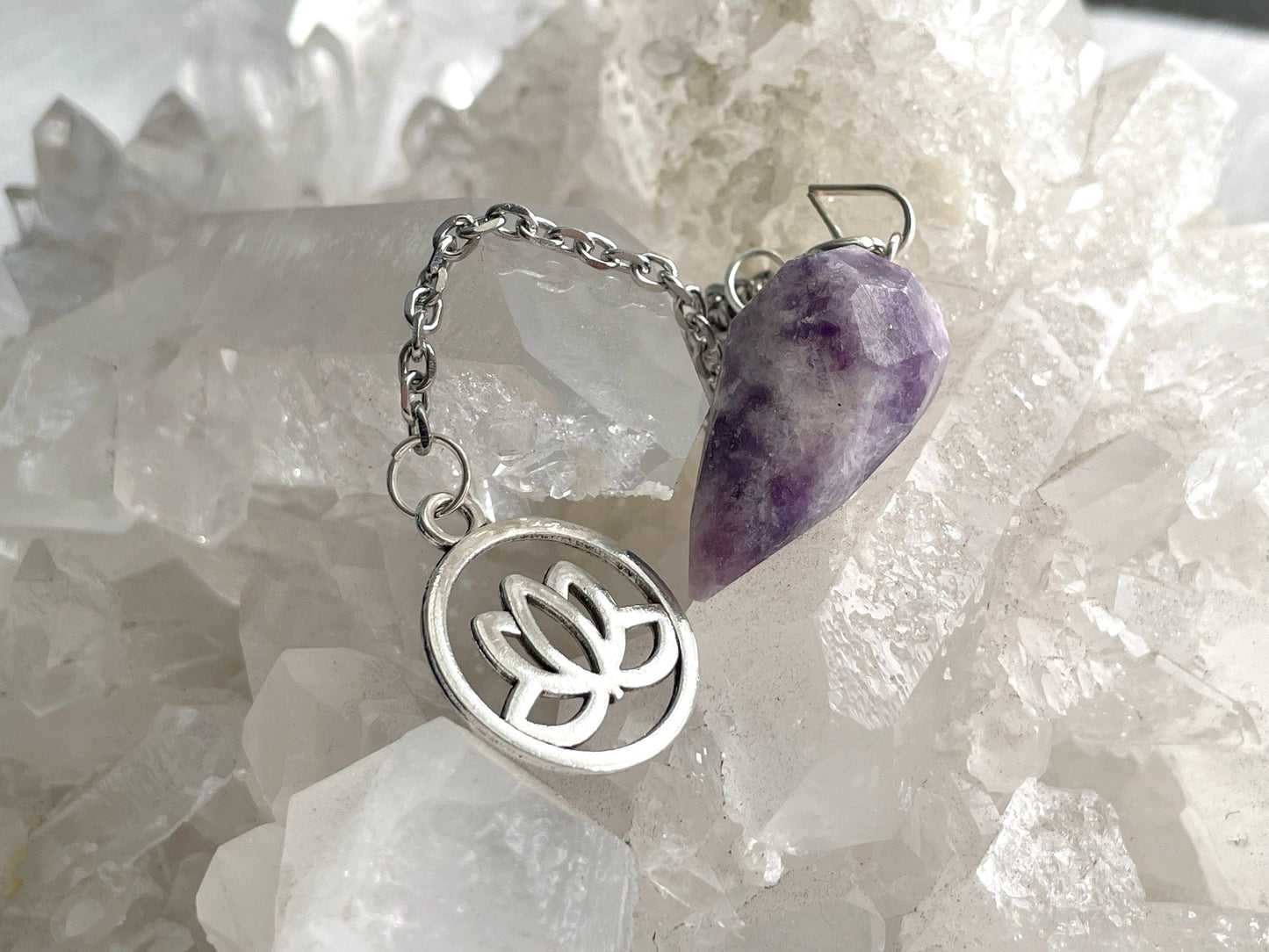 Lepidolite Pendulum. Multifaceted