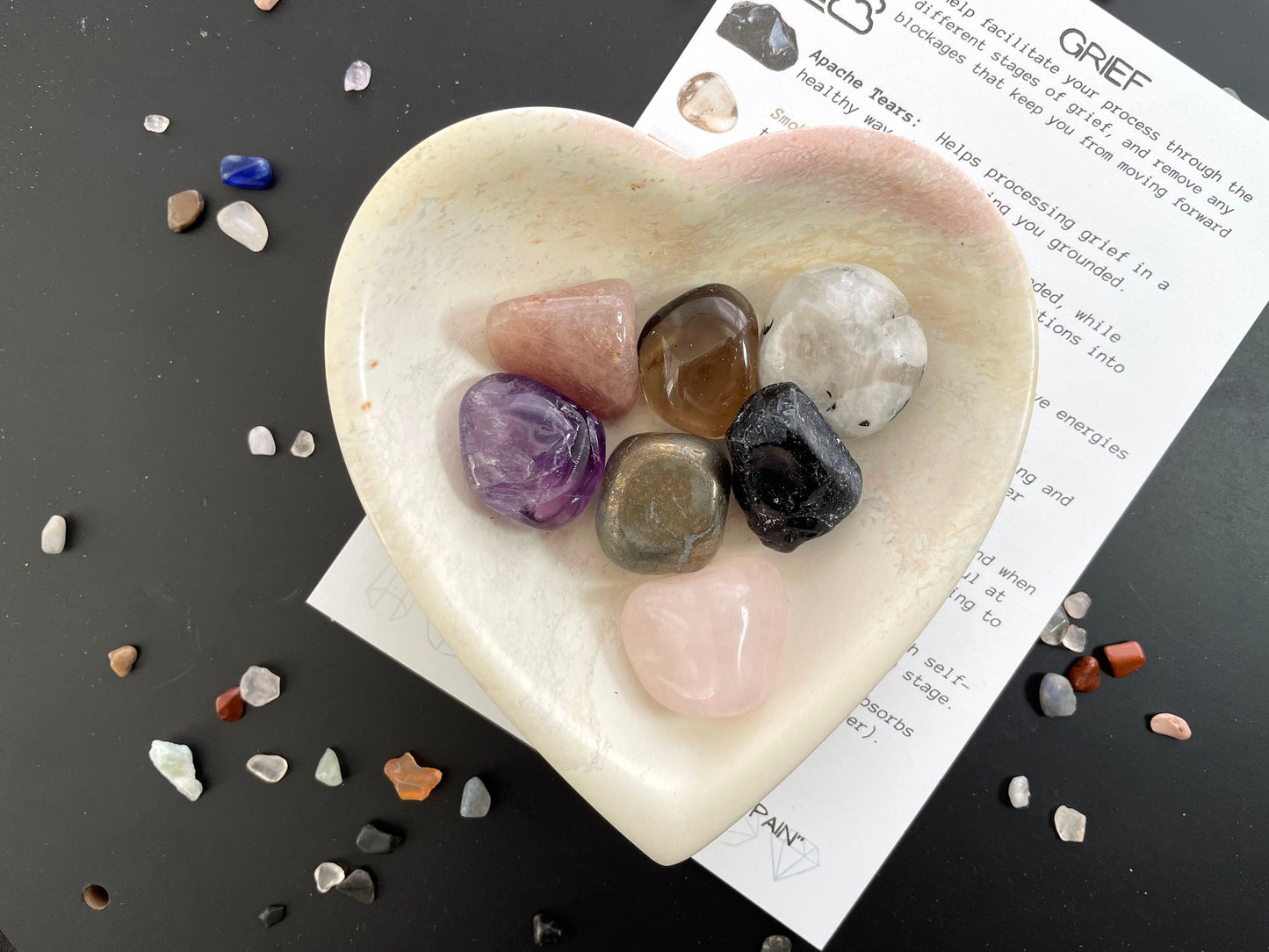 Overcoming Grief: Crystals, Dish and Guided Meditation | Bereavement Gift | Sympathy Set | Crystals For Self Care