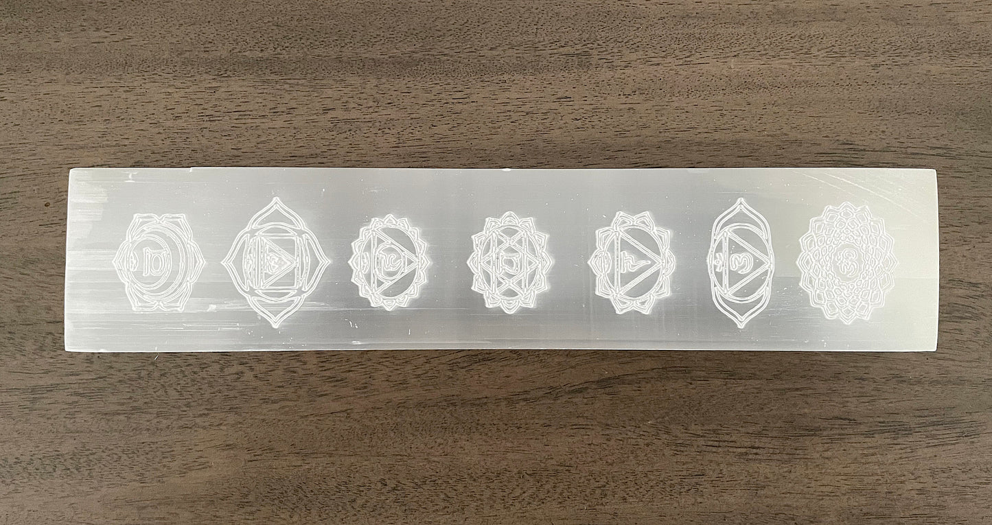 Engraved Chakra Selenite Charging Station