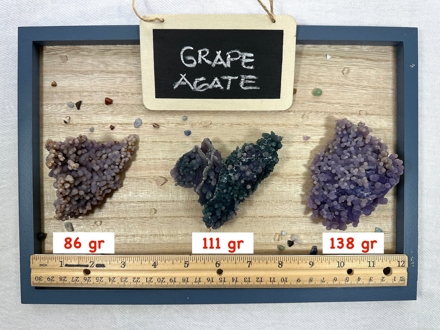 Grape Agate clusters. Infused in Reiki