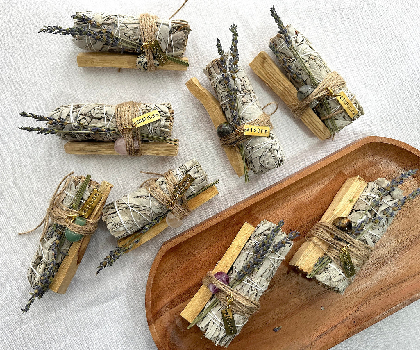 Crystal Mushroom, Sage and Palo Santo bundles