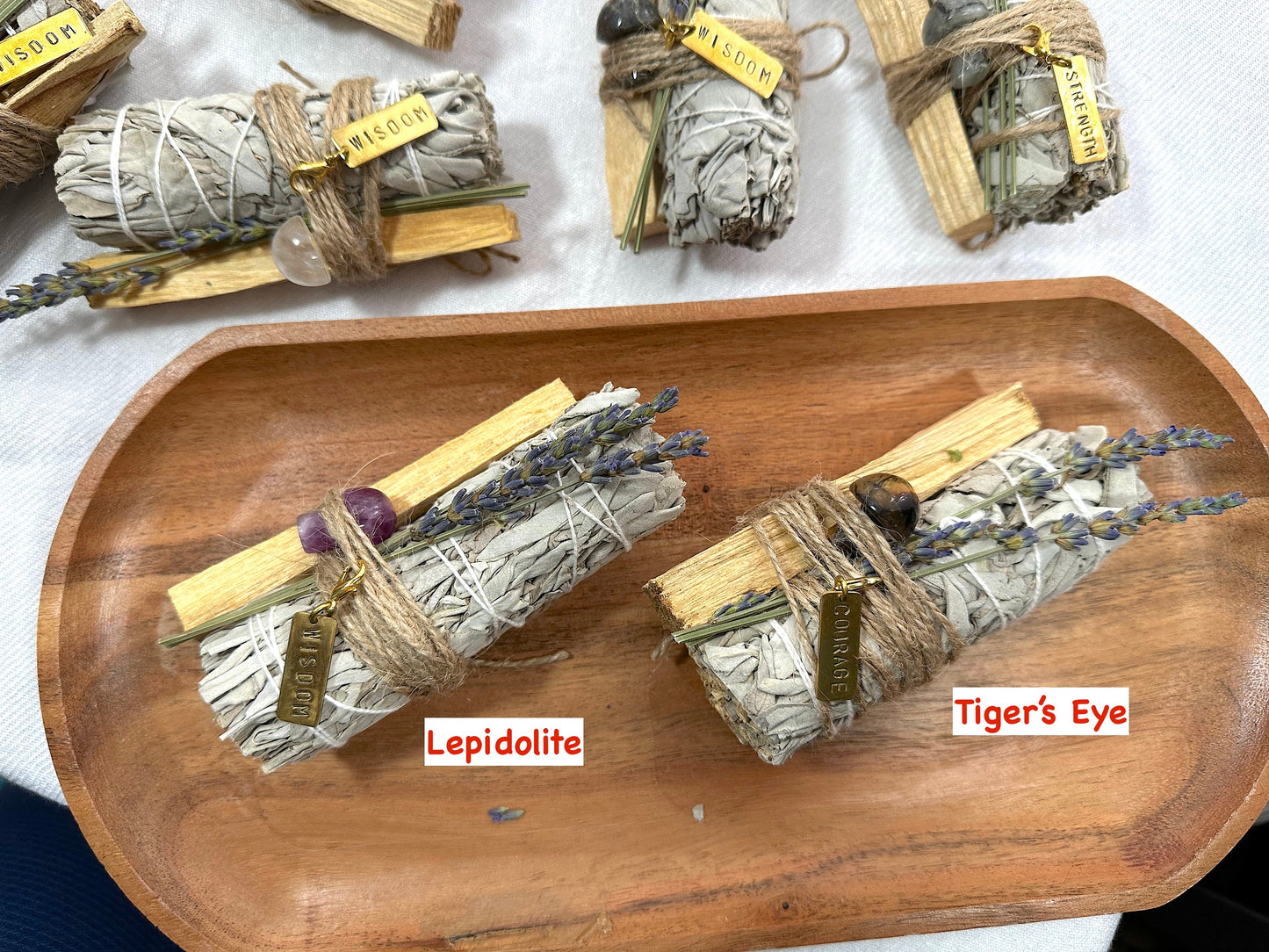Crystal Mushroom, Sage and Palo Santo bundles