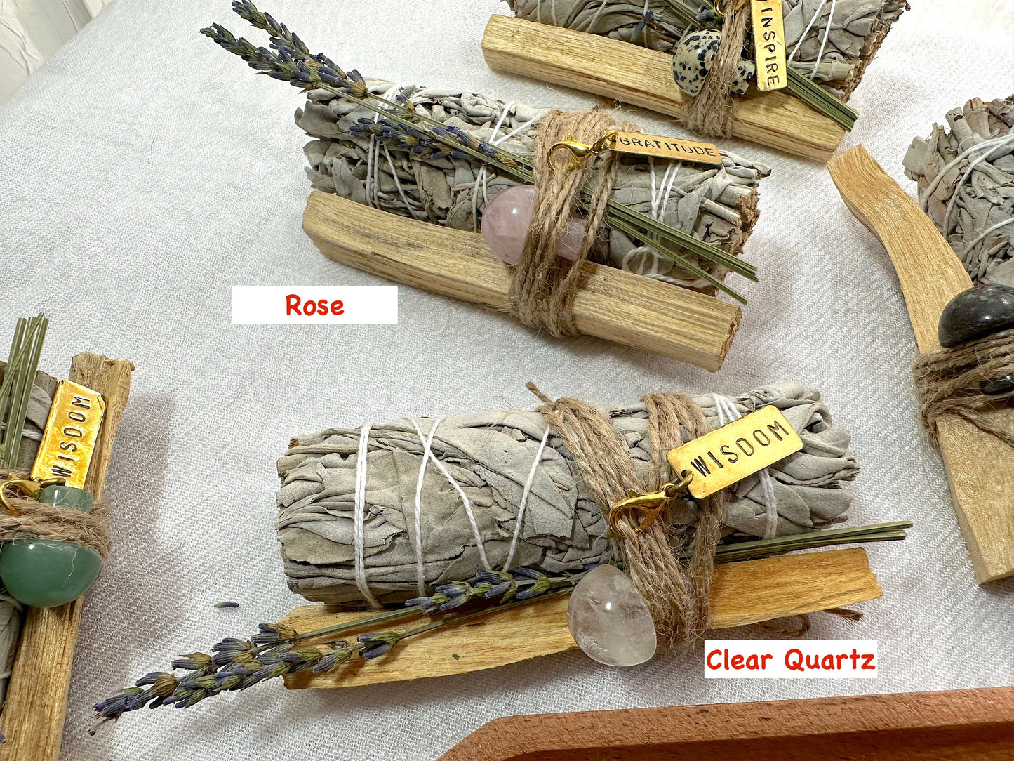 Crystal Mushroom, Sage and Palo Santo bundles