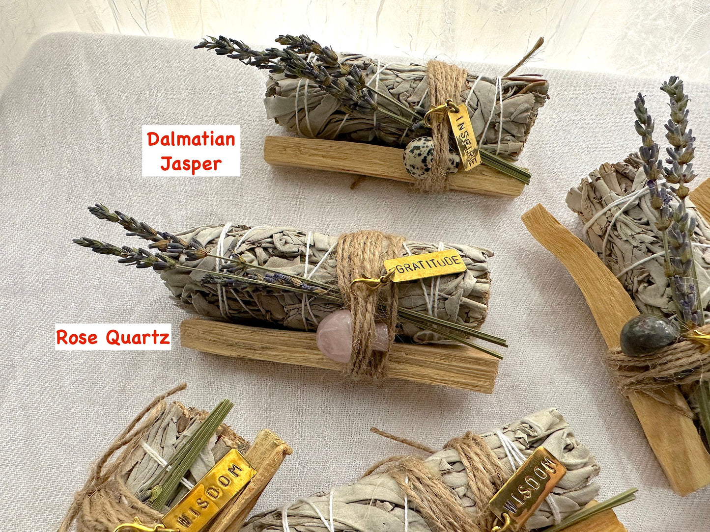 Crystal Mushroom, Sage and Palo Santo bundles