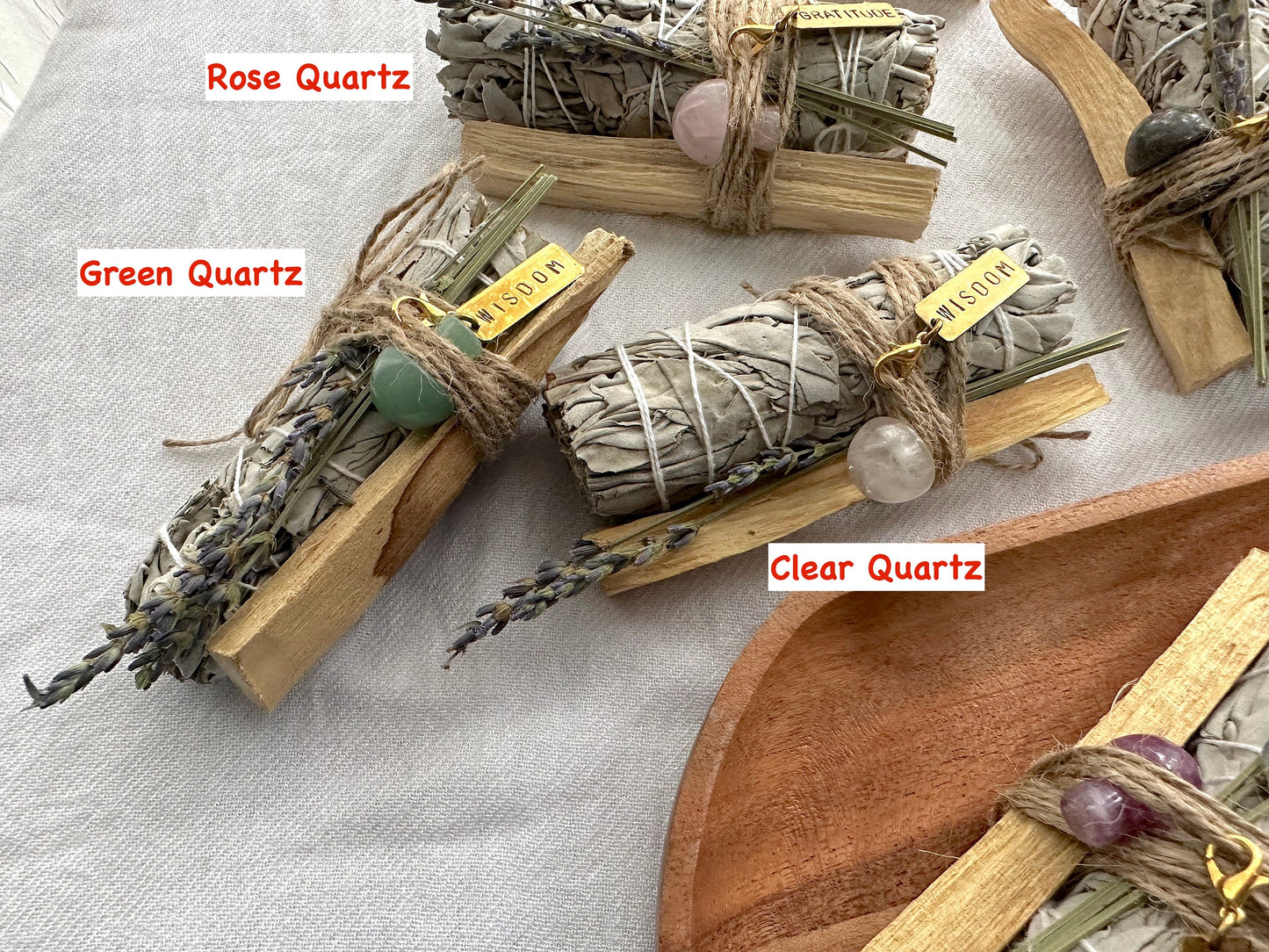 Crystal Mushroom, Sage and Palo Santo bundles