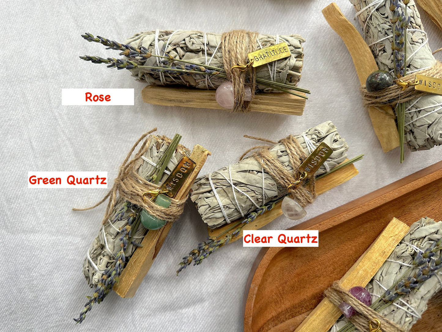 Crystal Mushroom, Sage and Palo Santo bundles
