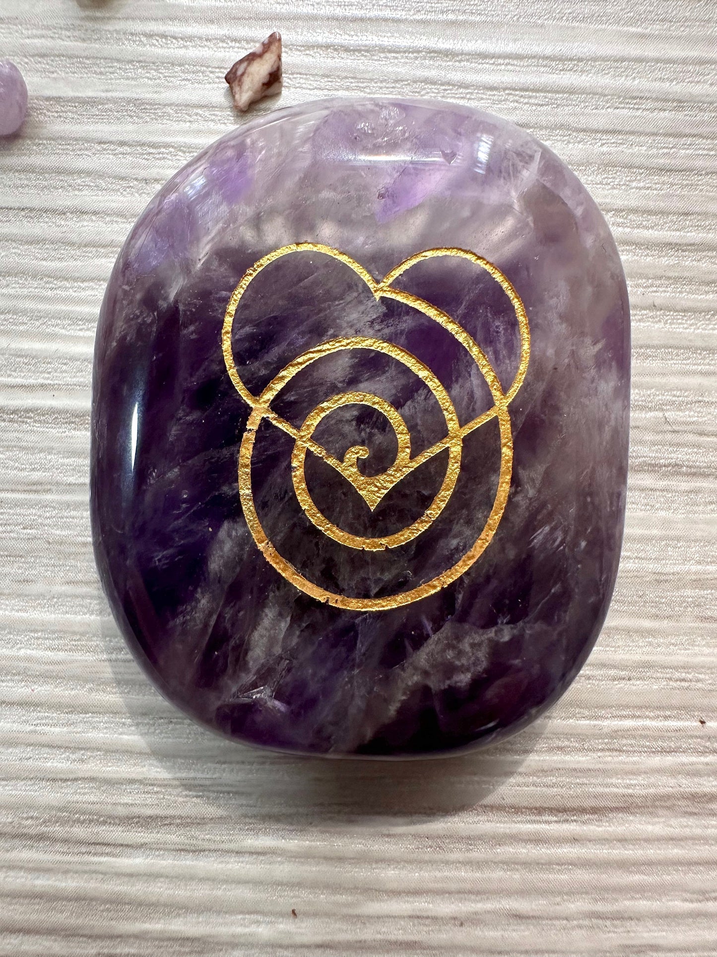 Ascending Heart, Engraved Palm stone in Amethyst