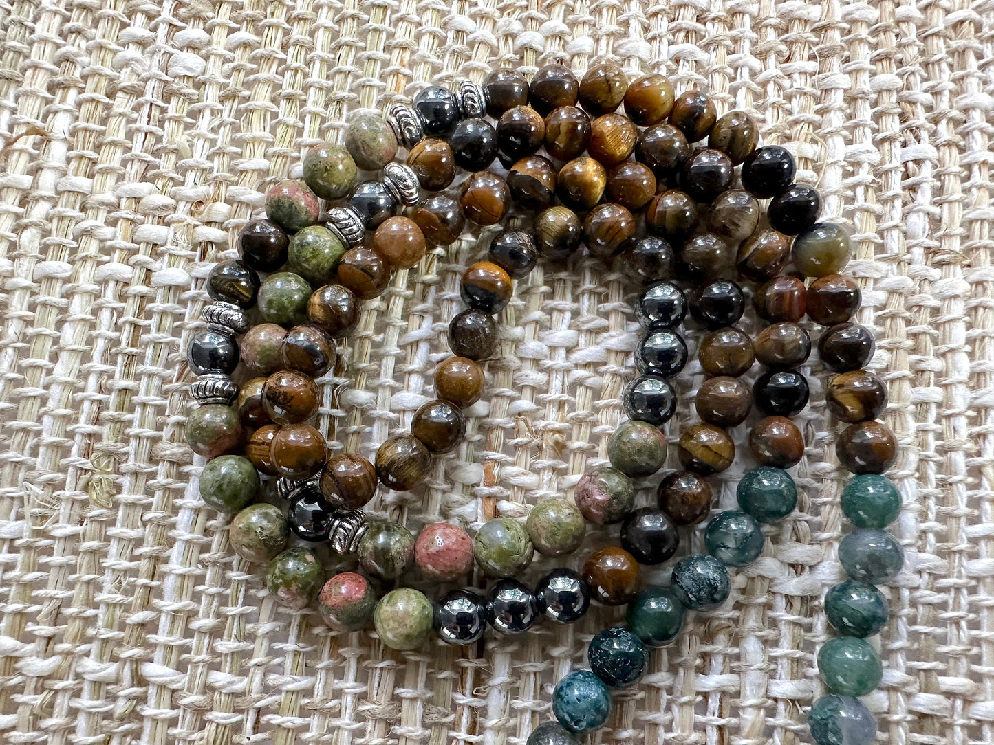 Lady of Guadalupe Gemstone Prayer Necklace and Wrist Mala. Elastic