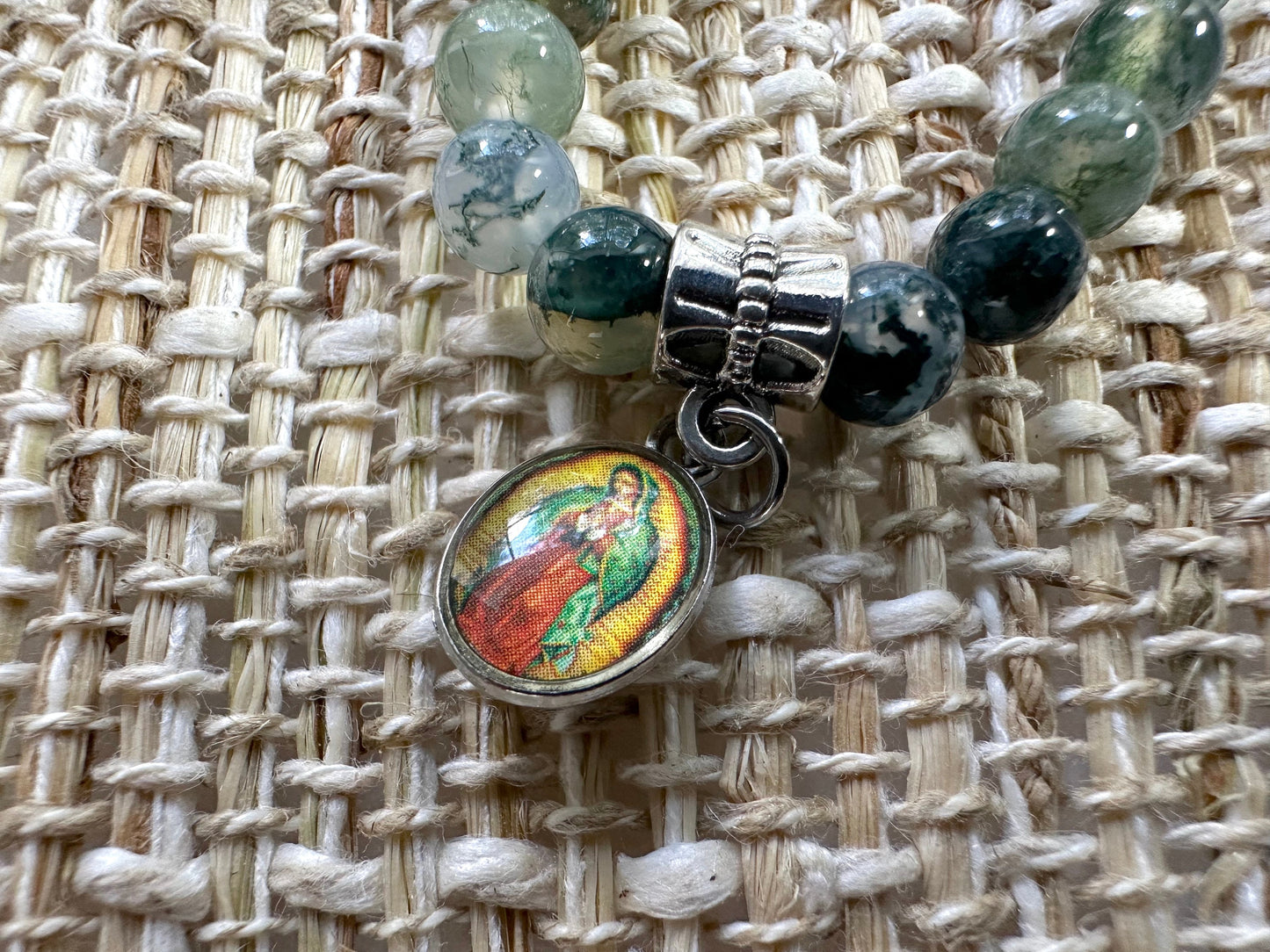 Lady of Guadalupe Gemstone Prayer Necklace and Wrist Mala. Elastic