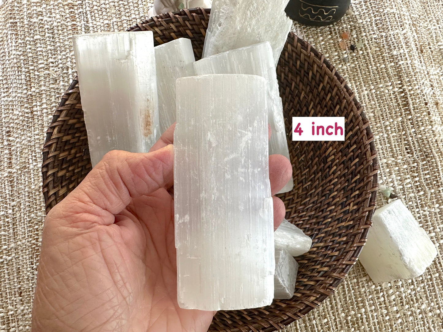 Rough Selenite chunks. Chunky Selenite. 2 and 4 inches long