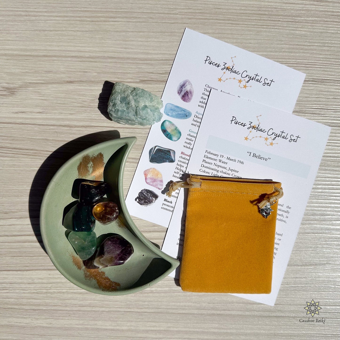 6 Crystal Set for Pisces Zodiac | February-March Birthday Gift | Zodiac Sign Gift