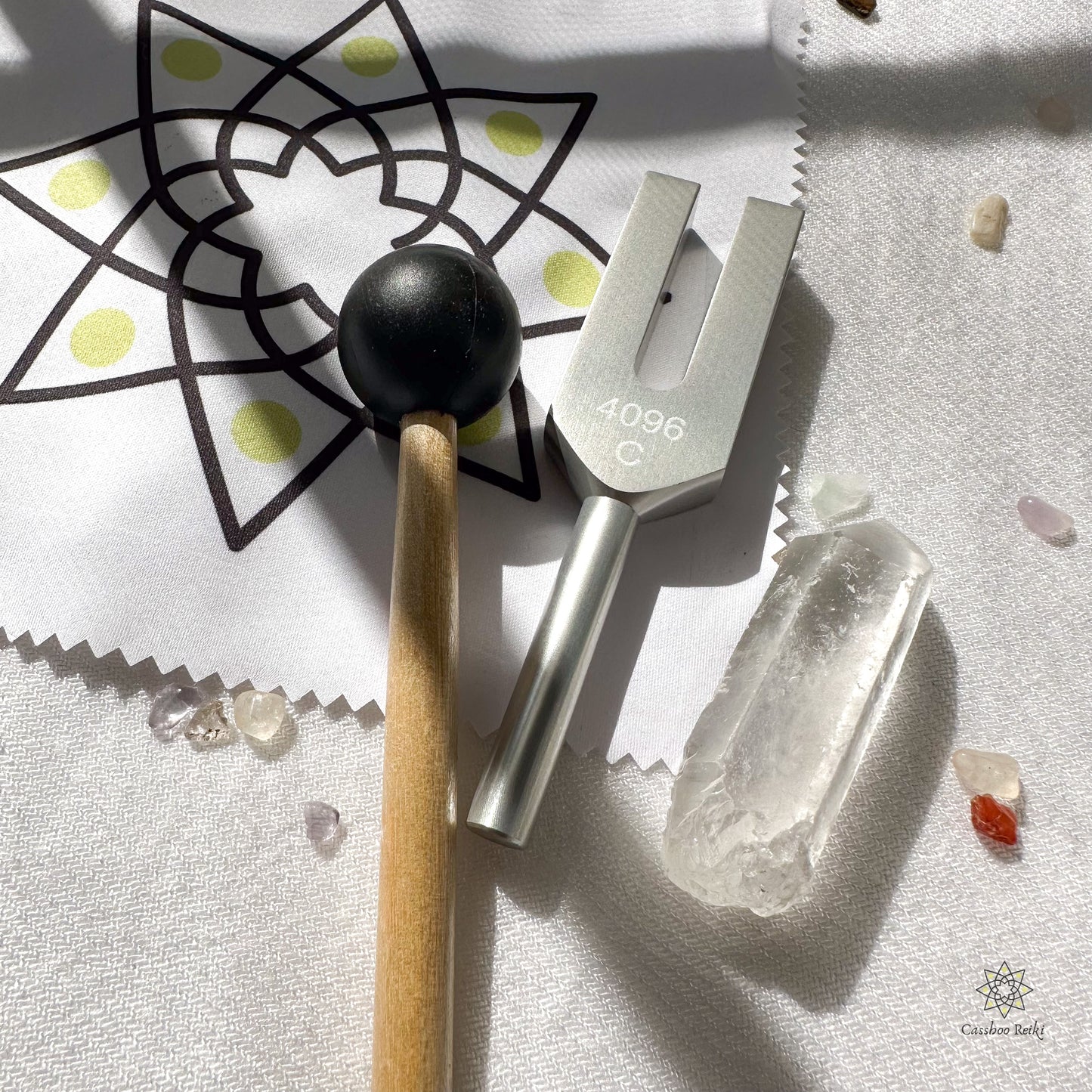 4096 Hz C Tuning Fork and Crystal Set | Crystal Activator | Energy Clearing | Sound Therapy