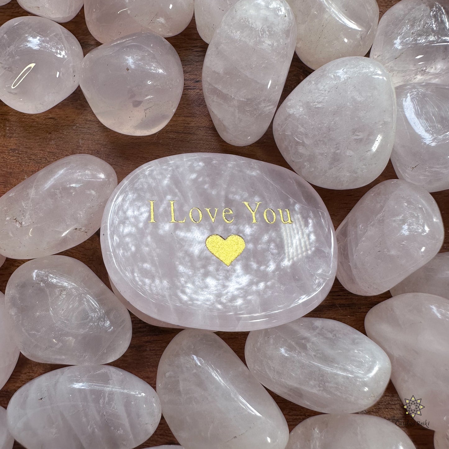 I Love You Palm Stone in Pink Quartz. Stone for Unconditional Love. Gifts for mom