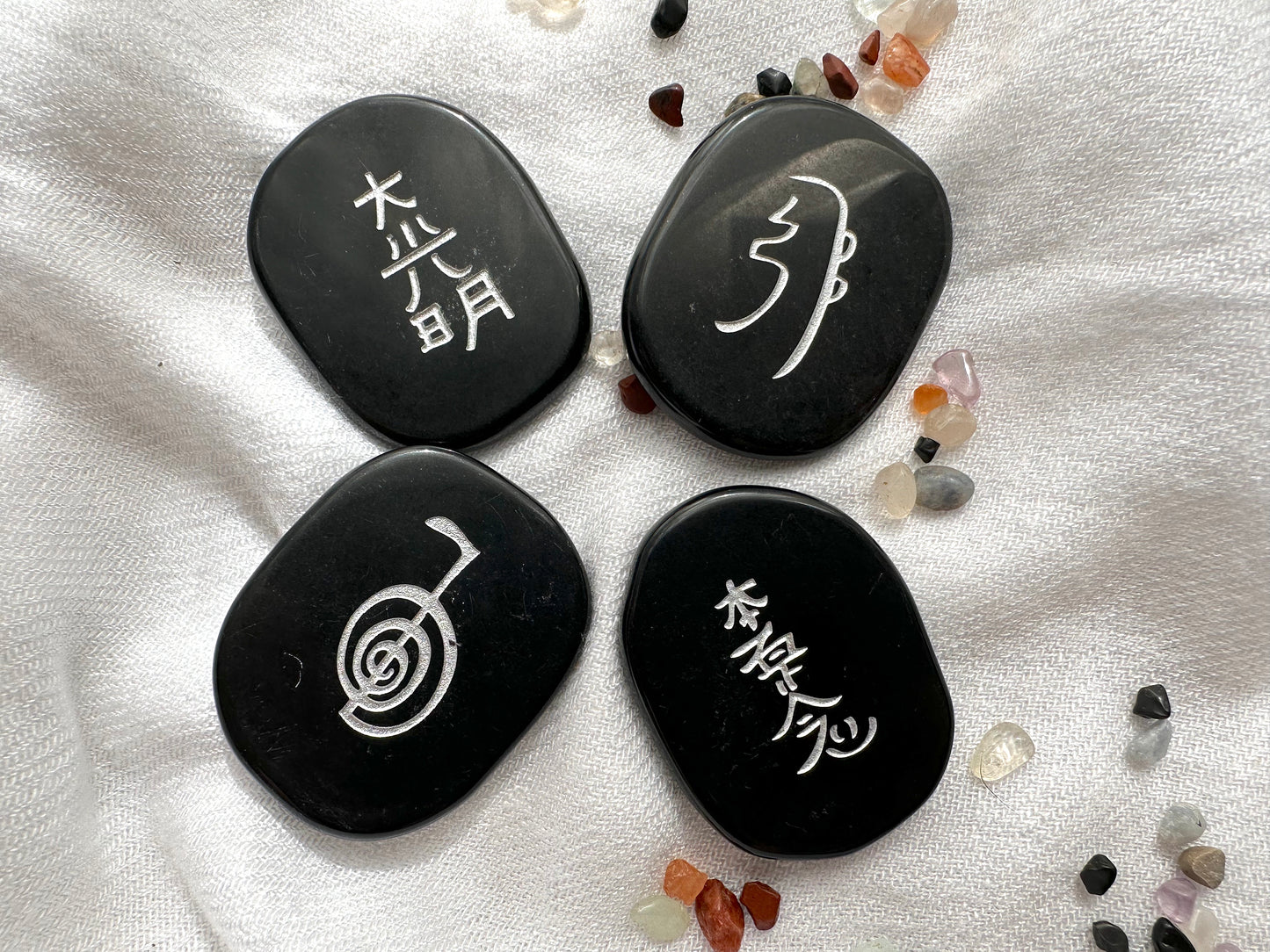 Reiki Symbols Stone Set in Obsidian