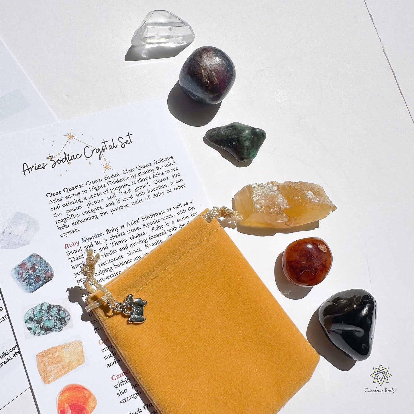 6 Crystal Set for Aries Zodiac | March-April Birthday Gift | Zodiac Sign Gift