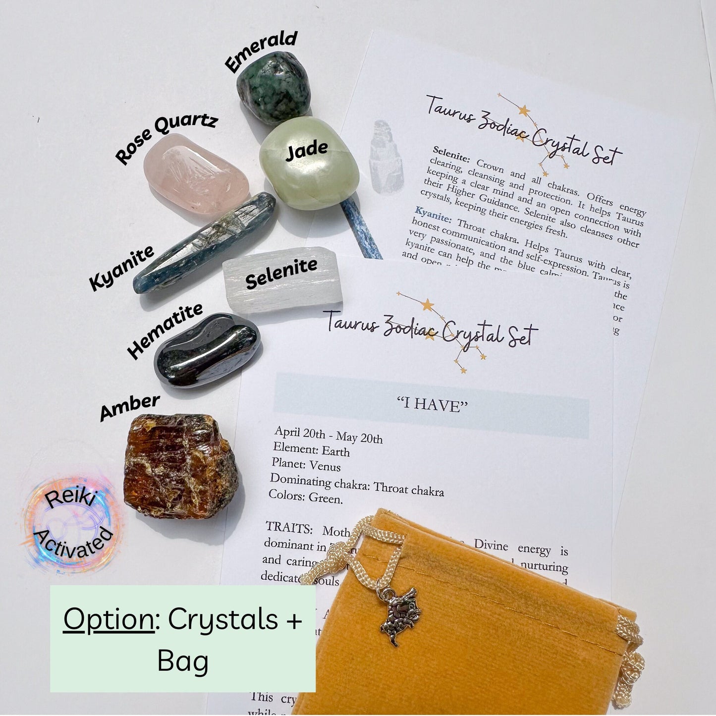 7 Crystal Set for Taurus Zodiac | April-May Birthday Gift | Zodiac Sign Gift