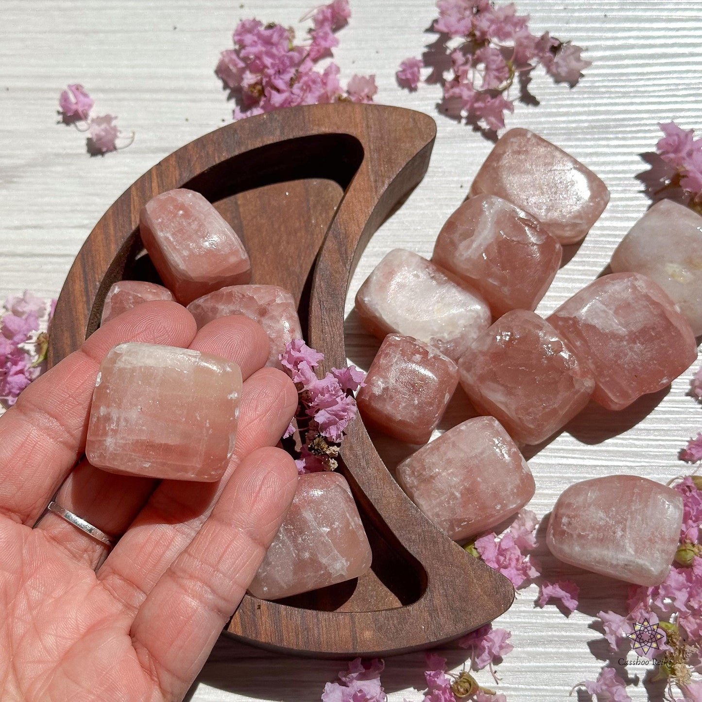 Tumbled Rose-Red Calcite. Crystal to inspire Self-love and emotional harmony | Crystals for Her | Reiki-infused crystal.