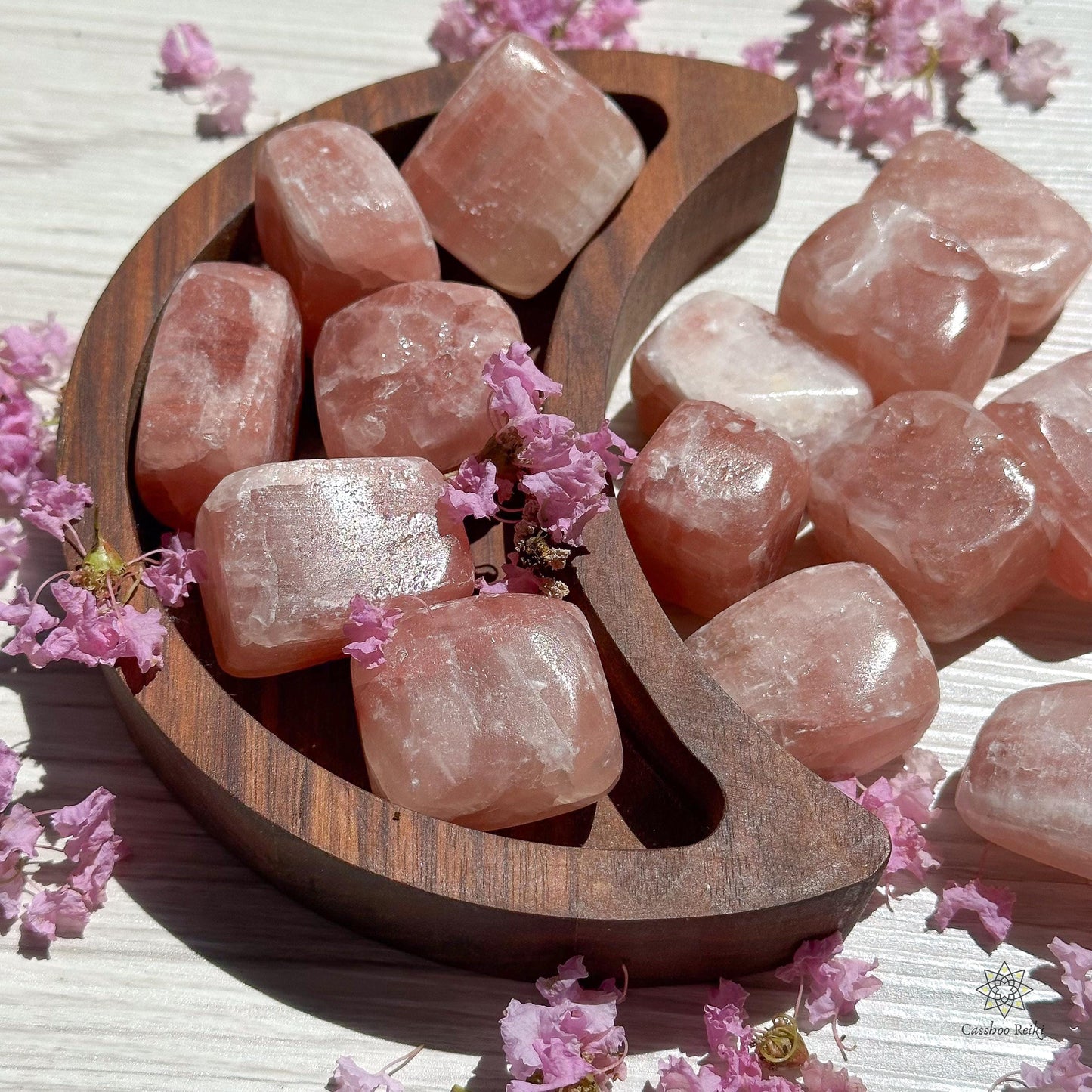 Tumbled Rose-Red Calcite. Crystal to inspire Self-love and emotional harmony | Crystals for Her | Reiki-infused crystal.